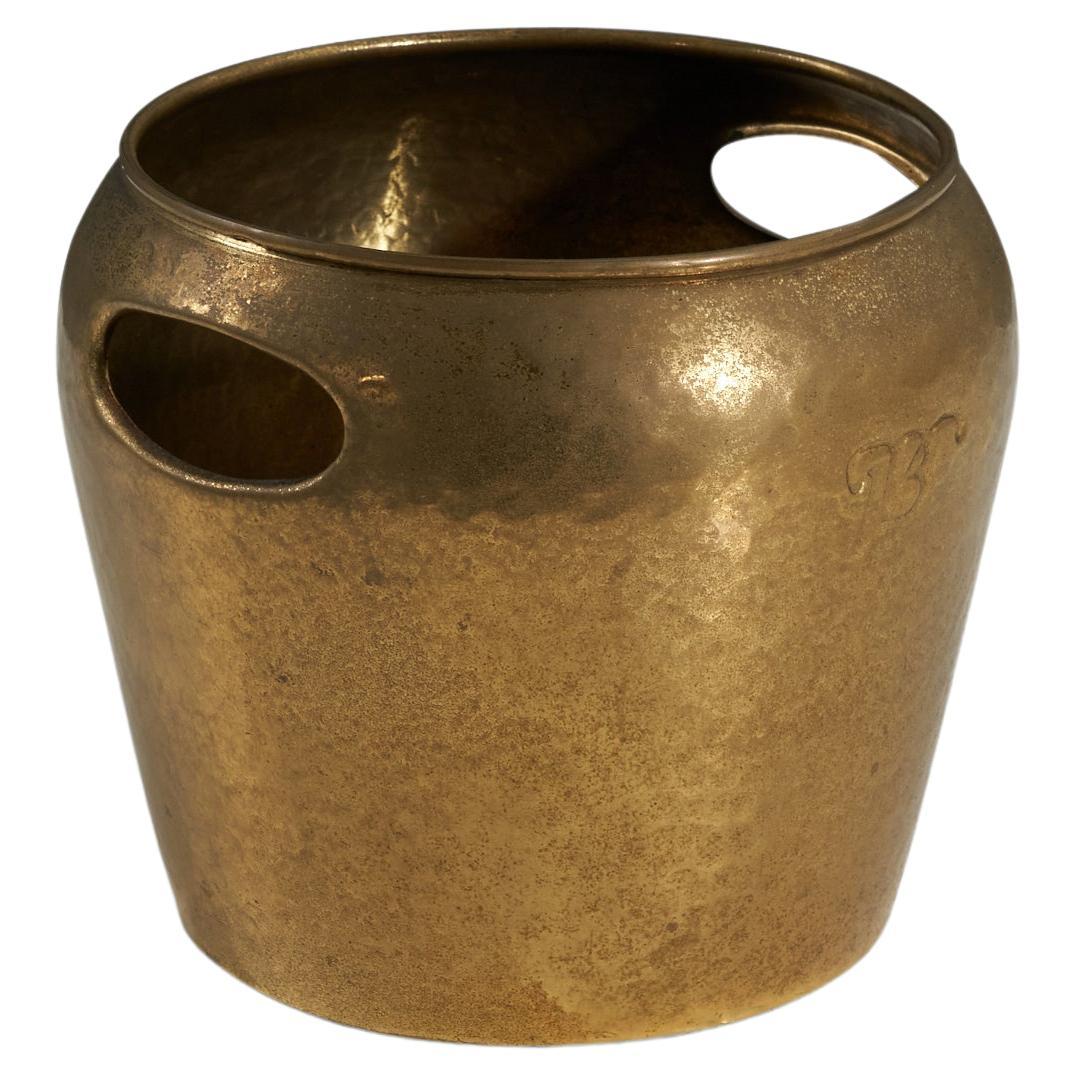 Italian Designer, Ice Bucket, Brass, Italy, 1940s For Sale