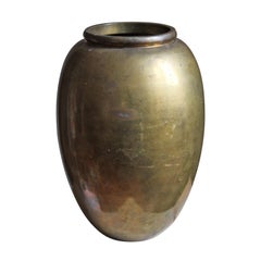 Italian Designer, Large Modernist Vase, Solid Brass, C. 1950s