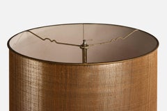 Italian Designer, Large Table Lamp, Brass, Porcelain, Wood, Paper, Italy, 1960s