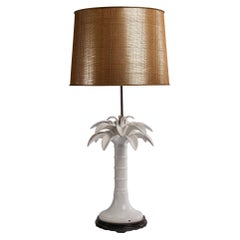 Italian Designer, Large Table Lamp, Brass, Porcelain, Wood, Paper, Italy, 1960s