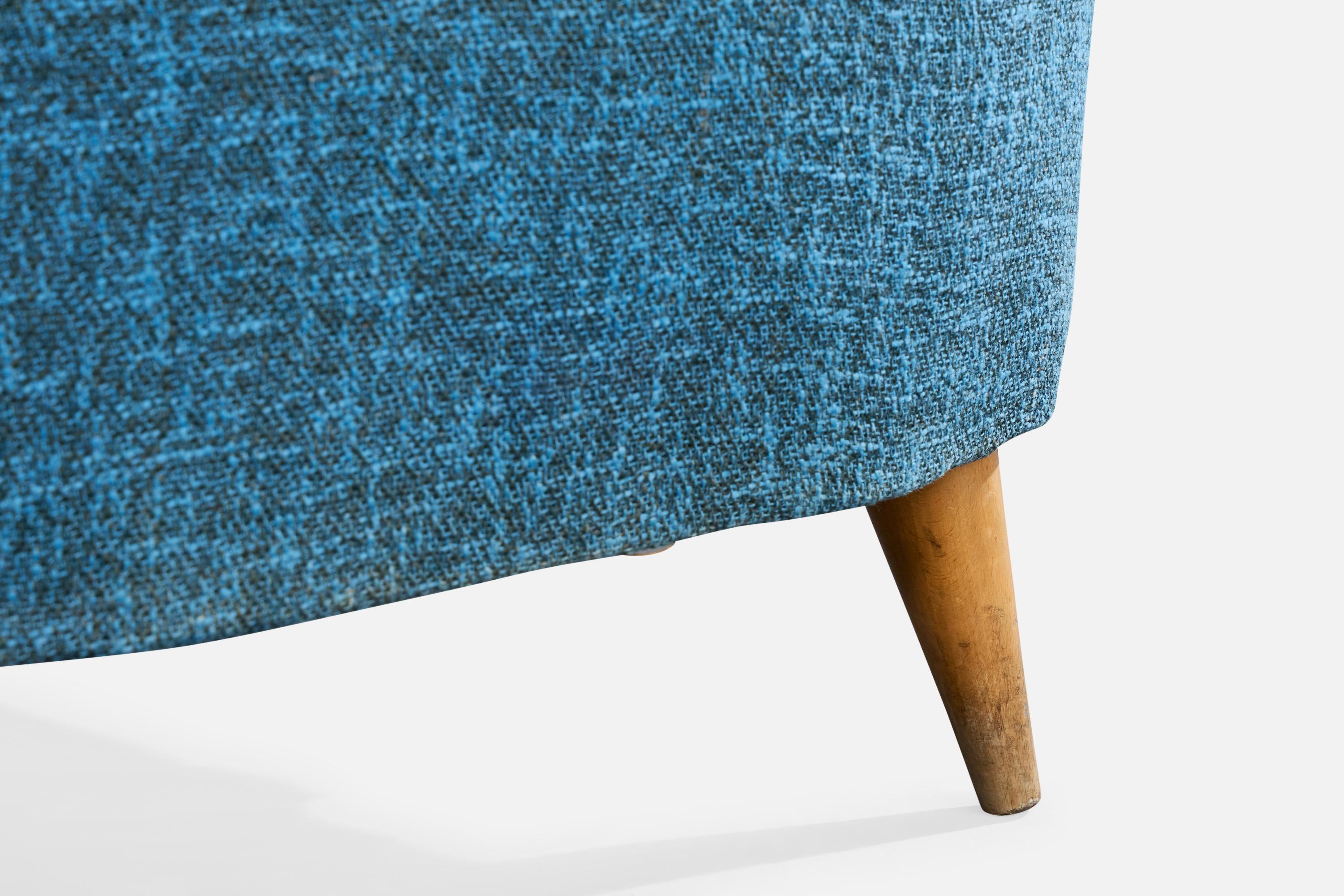 Italienischer Designer, Loungesessel, Stoff, Holz, Italien, 1950er Jahre im Angebot 7