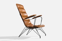 Italian Designer, Lounge Chair, Metal, Vinyl, Italy, 1960s