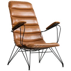 Italian Designer, Lounge Chair, Metal, Vinyl, Italy, 1960s
