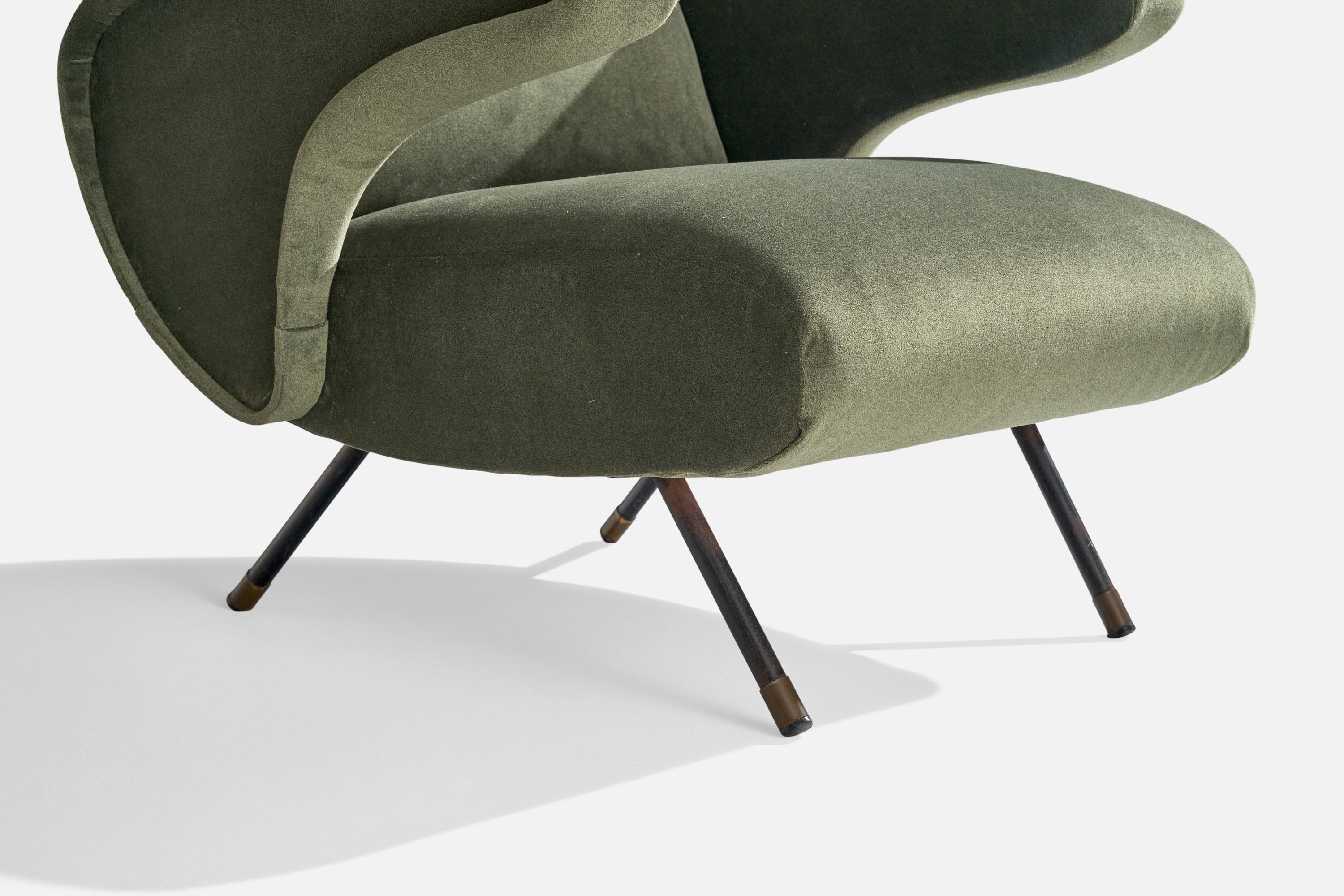 Italian Designer, Lounge Chair, Velvet, Iron, Italy, 1950s For Sale 5