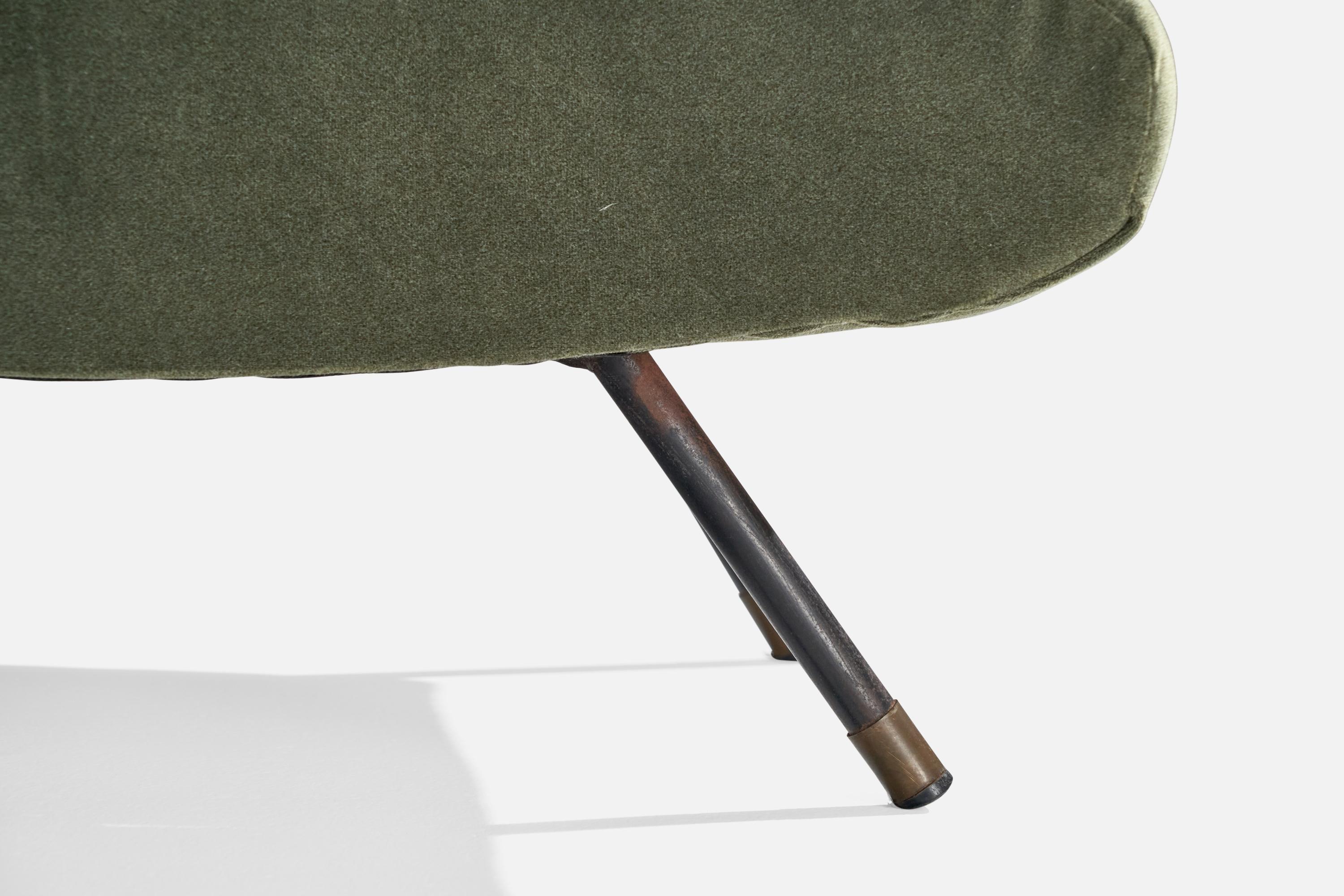 Italian Designer, Lounge Chair, Velvet, Iron, Italy, 1950s For Sale 6