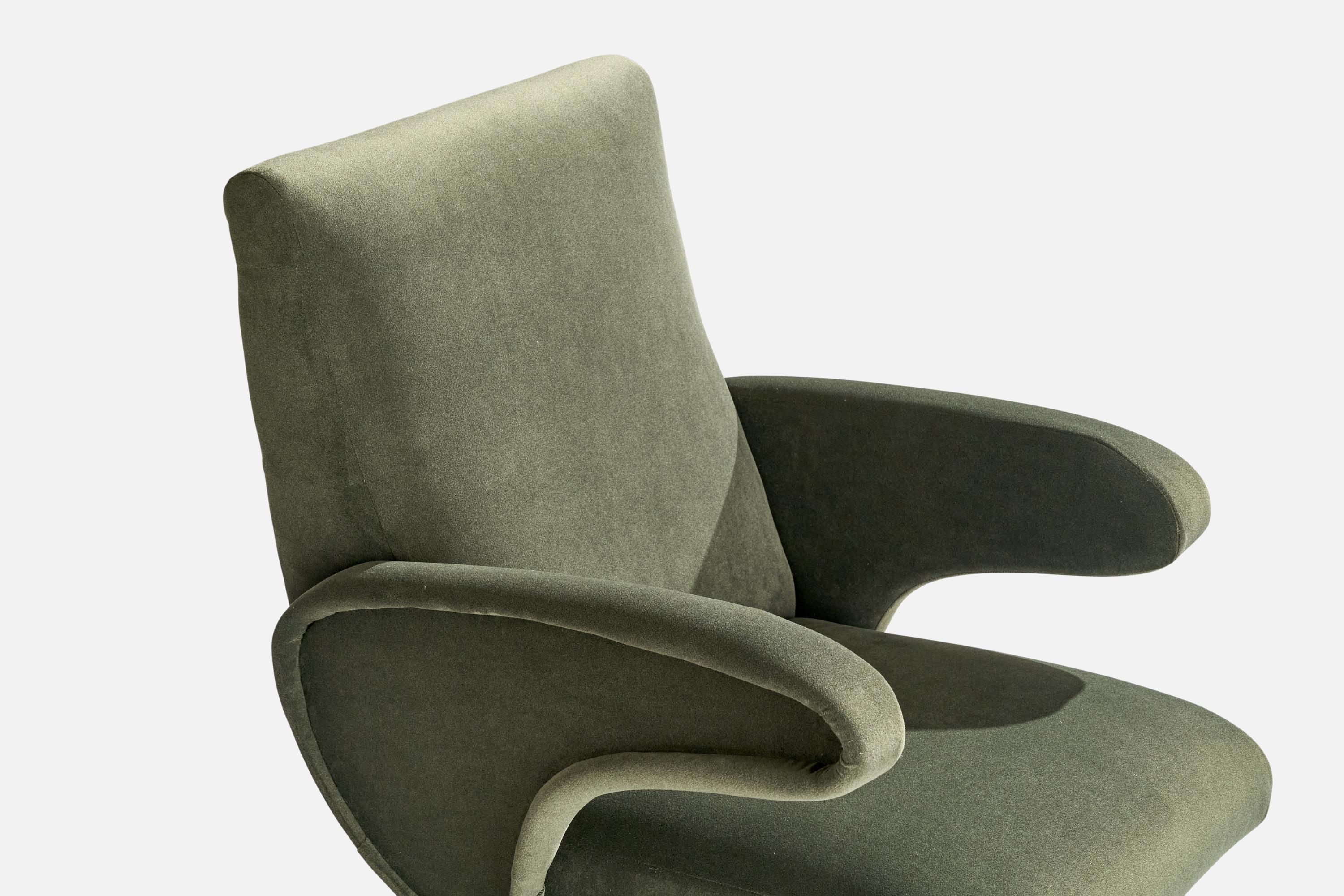 Italian Designer, Lounge Chair, Velvet, Iron, Italy, 1950s For Sale 1