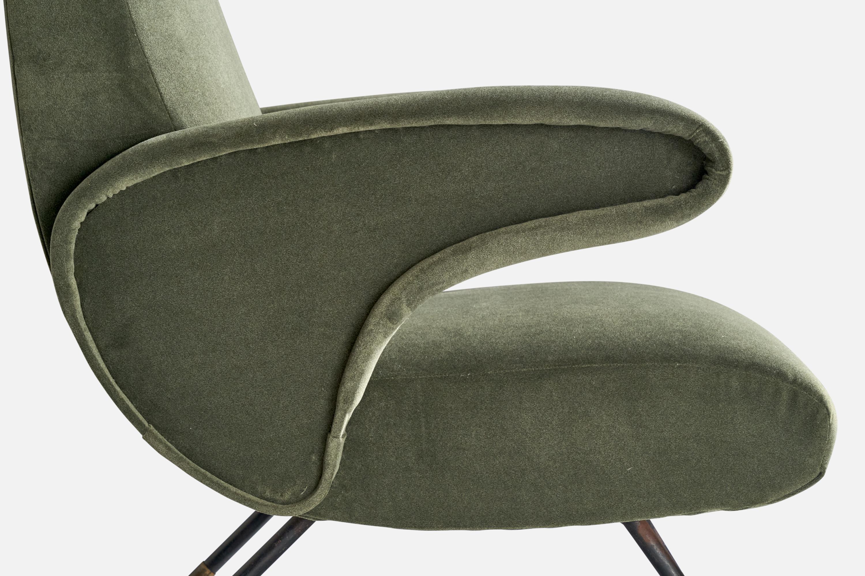 Italian Designer, Lounge Chair, Velvet, Iron, Italy, 1950s For Sale 3