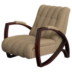 Sedia da salotto di design italiano, Wood, Tessuto, Italia, anni '1930