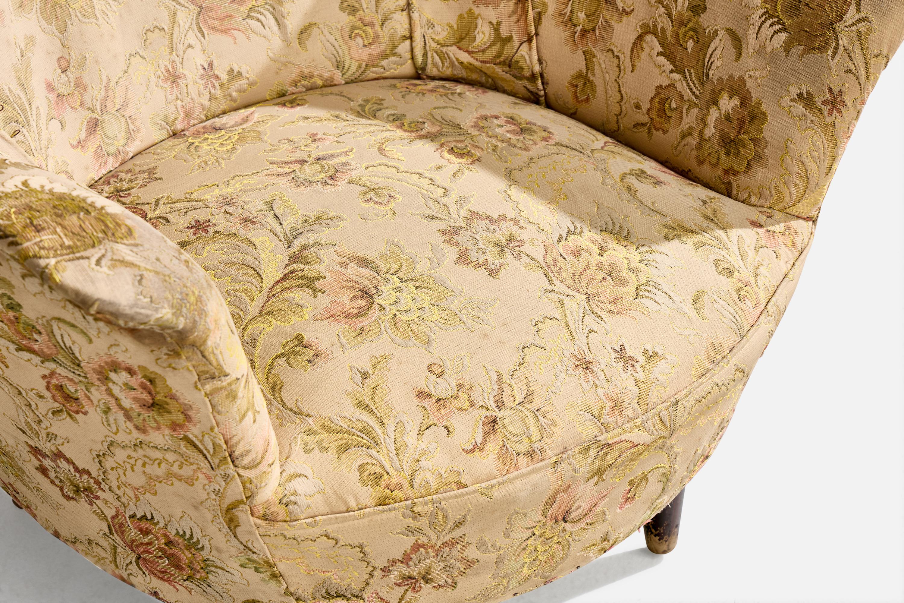 Diseñador italiano, Silla de salón, Madera, Tela, Italia, Años 1940 en venta 5