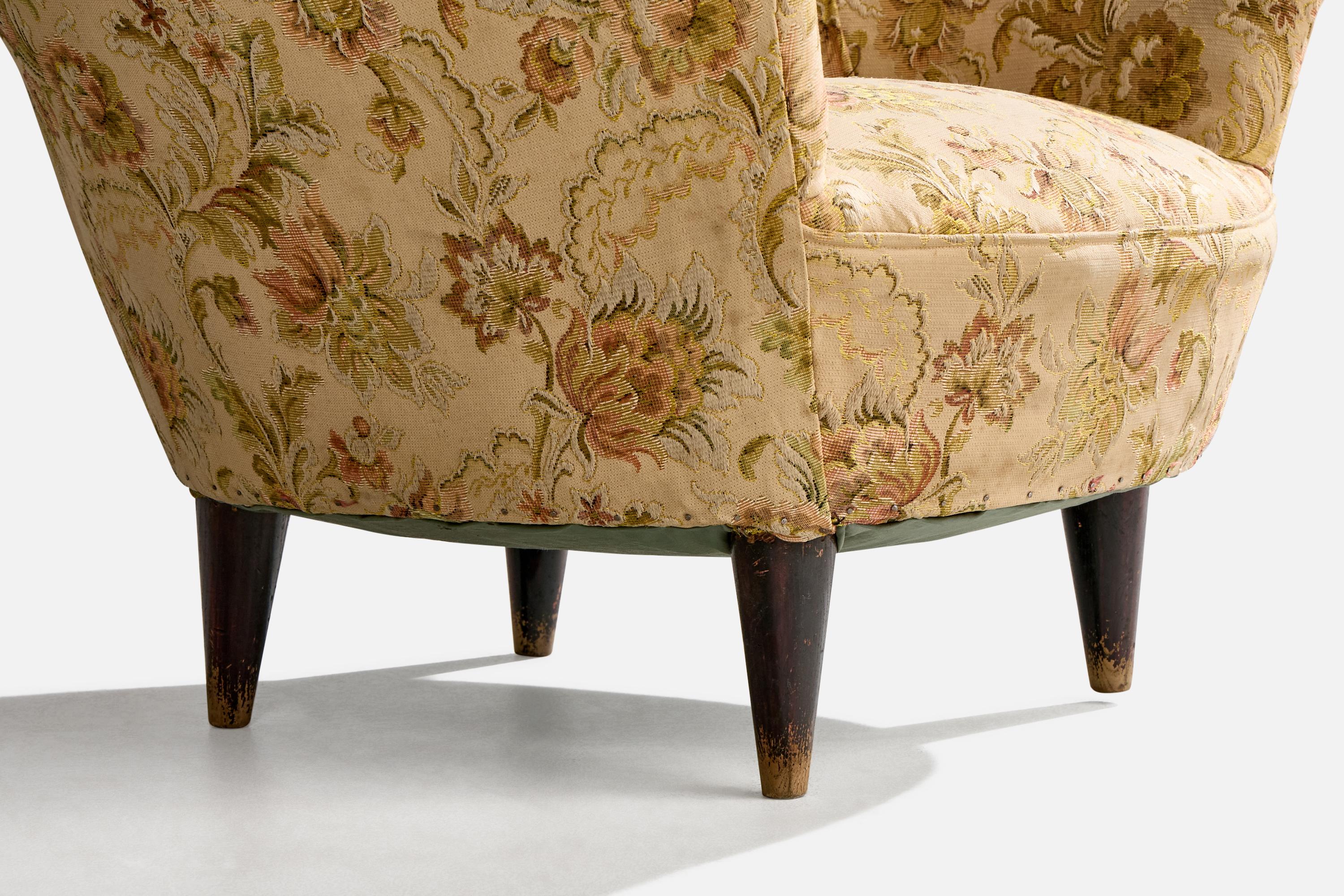 Diseñador italiano, Silla de salón, Madera, Tela, Italia, Años 1940 en venta 6