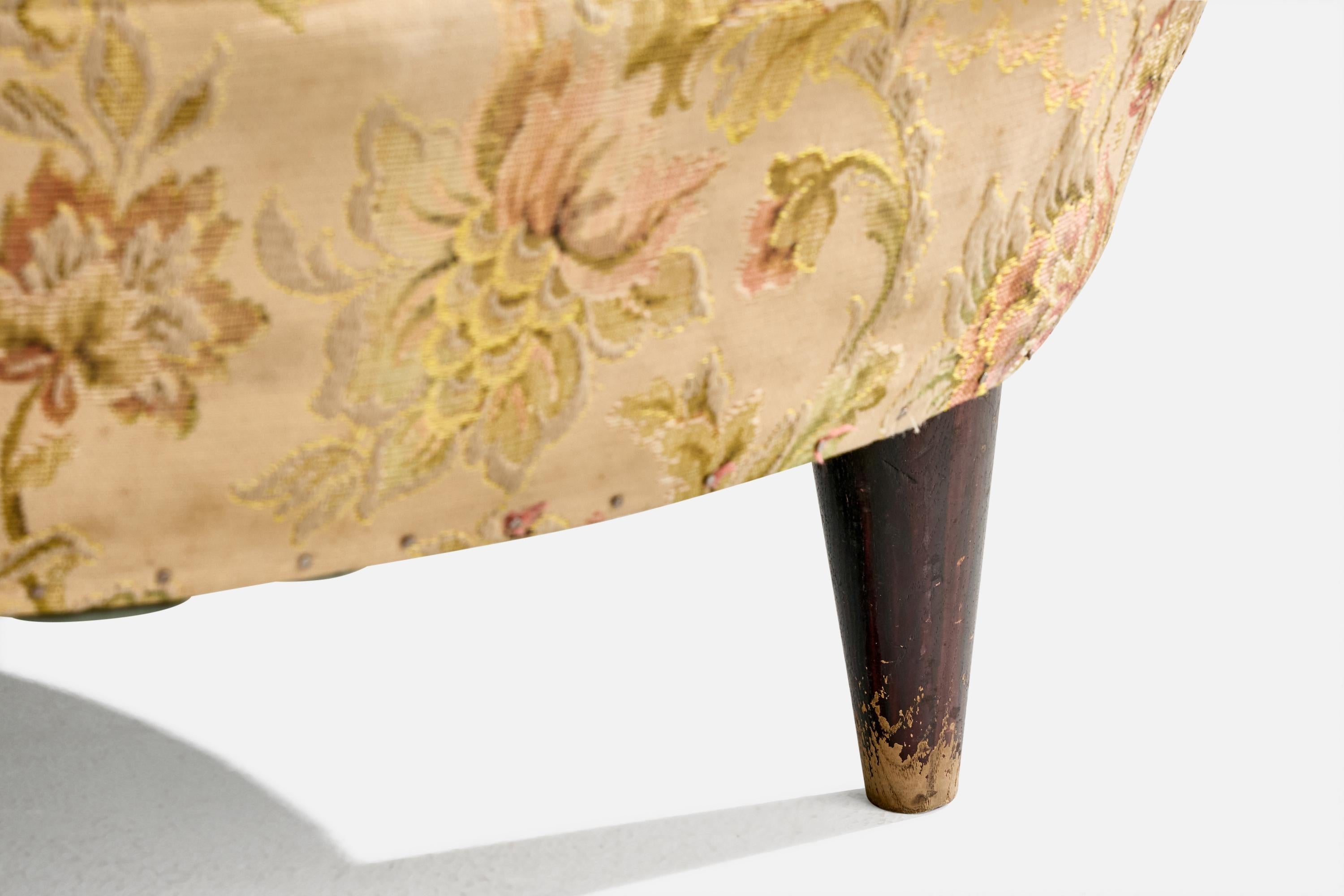 Diseñador italiano, Silla de salón, Madera, Tela, Italia, Años 1940 en venta 7