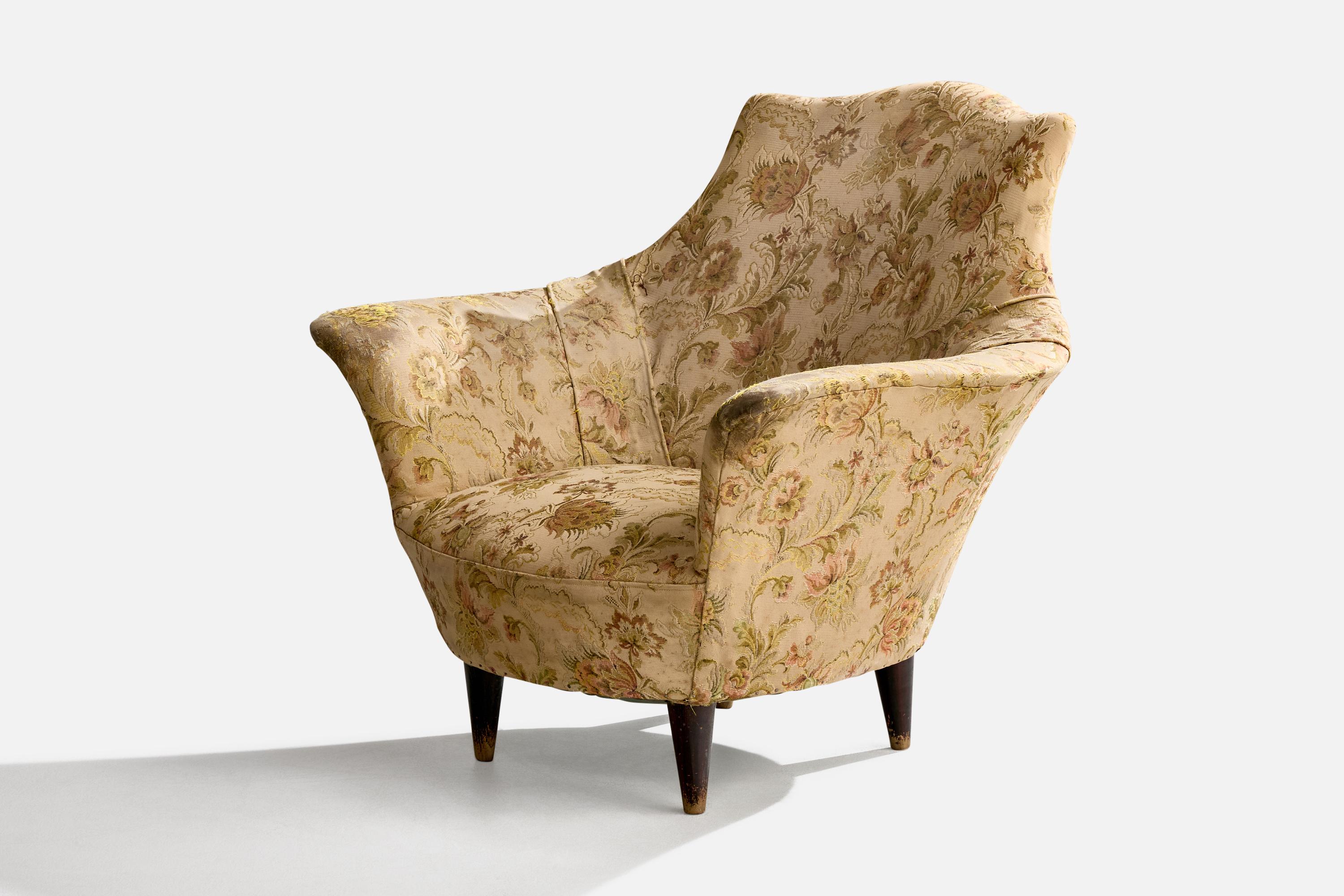 Diseñador italiano, Silla de salón, Madera, Tela, Italia, Años 1940 Italiano en venta