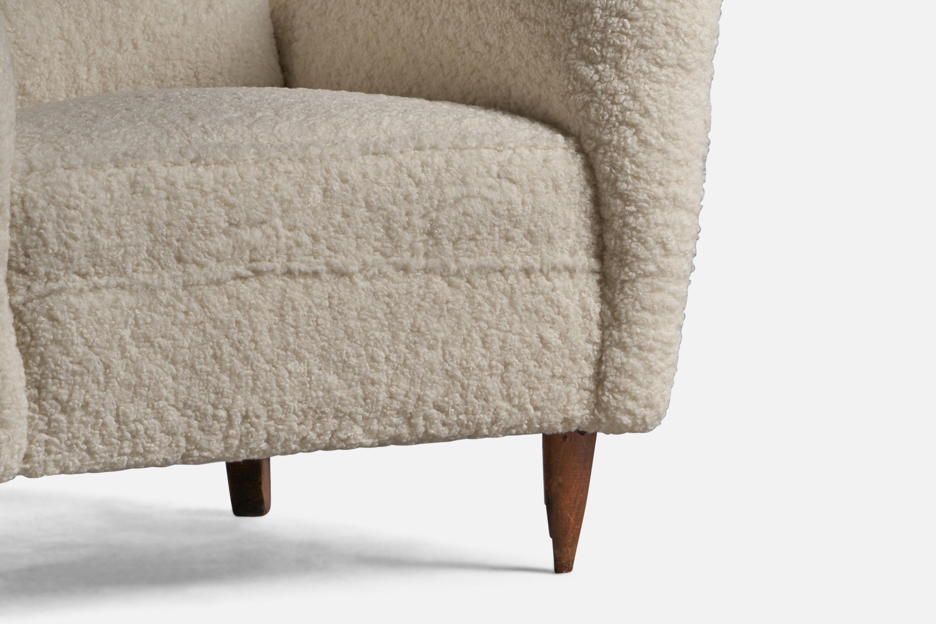 Diseñador italiano, Silla de salón, Madera, Tela, Italia, Años 1940 mediados del siglo XX en venta