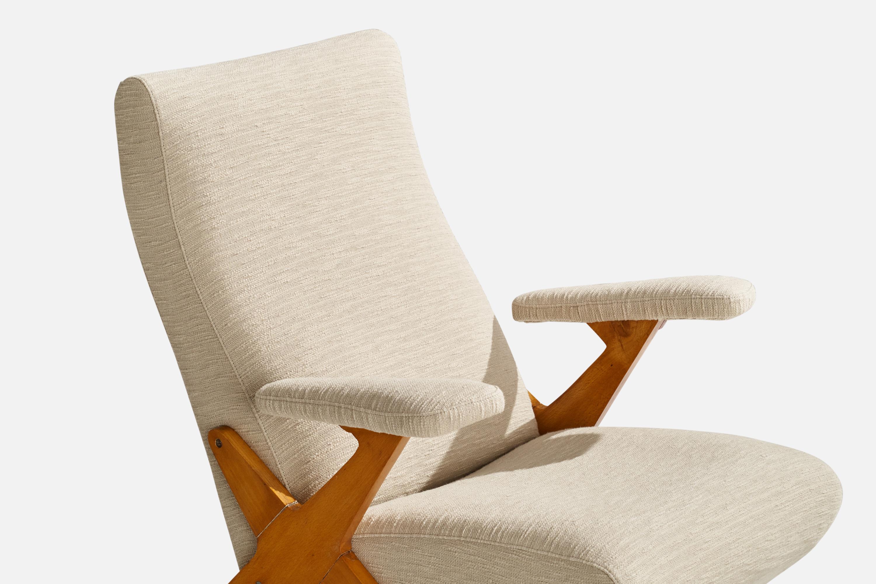 Diseñador italiano, Silla de salón, Madera, Tela, Italia, Años 1950 en venta 4