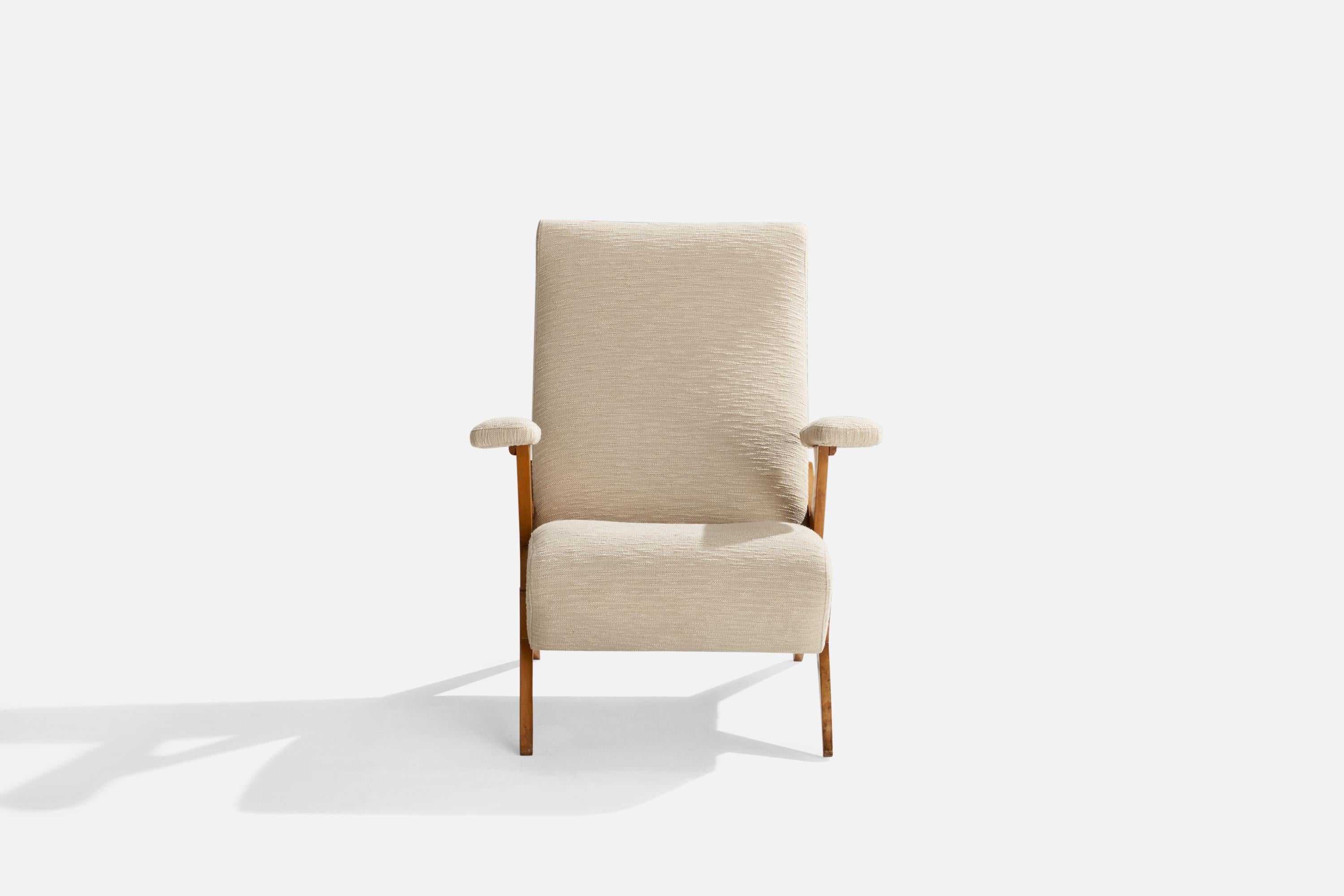 Diseñador italiano, Silla de salón, Madera, Tela, Italia, Años 1950 en venta 1