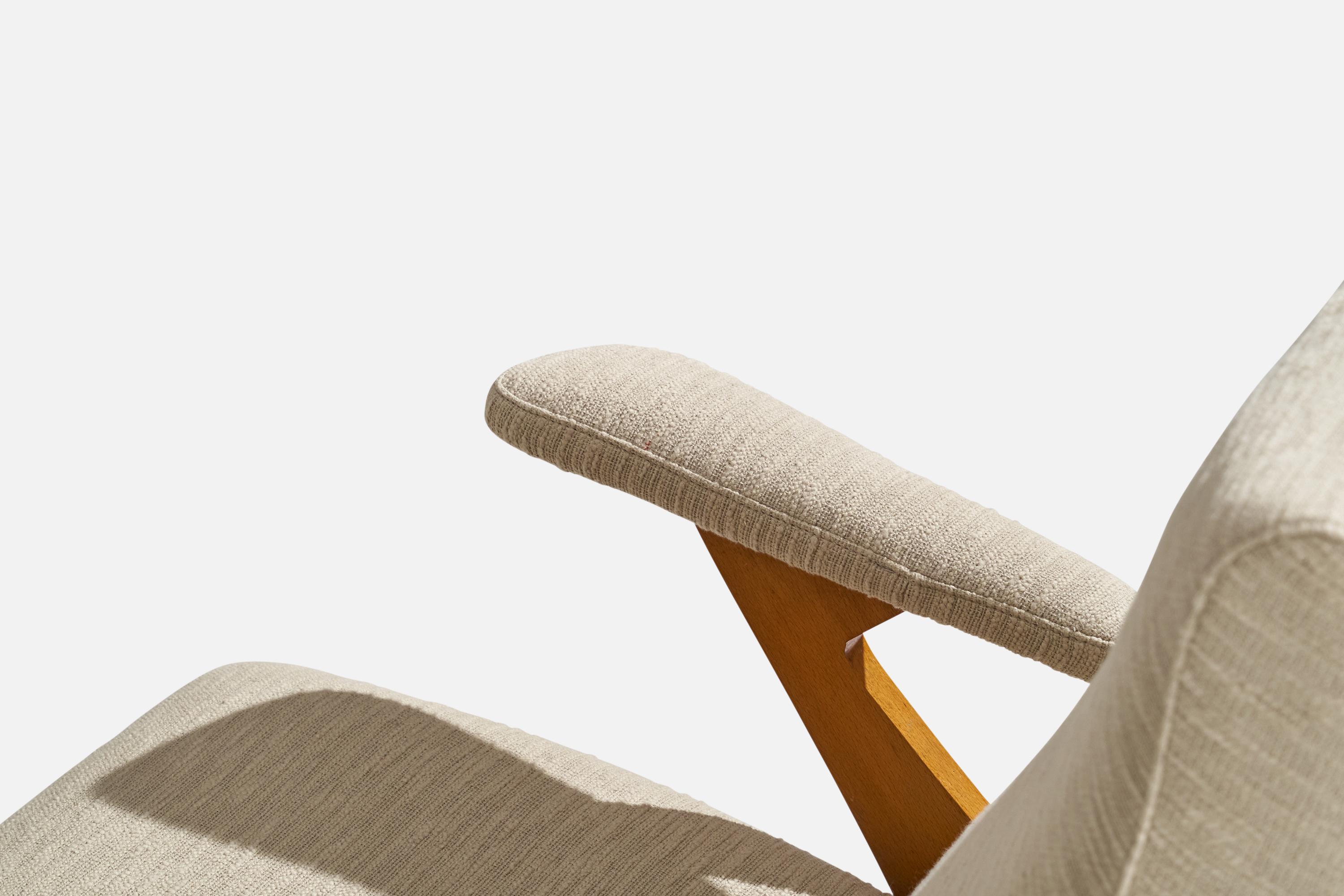Diseñador italiano, Silla de salón, Madera, Tela, Italia, Años 1950 en venta 2