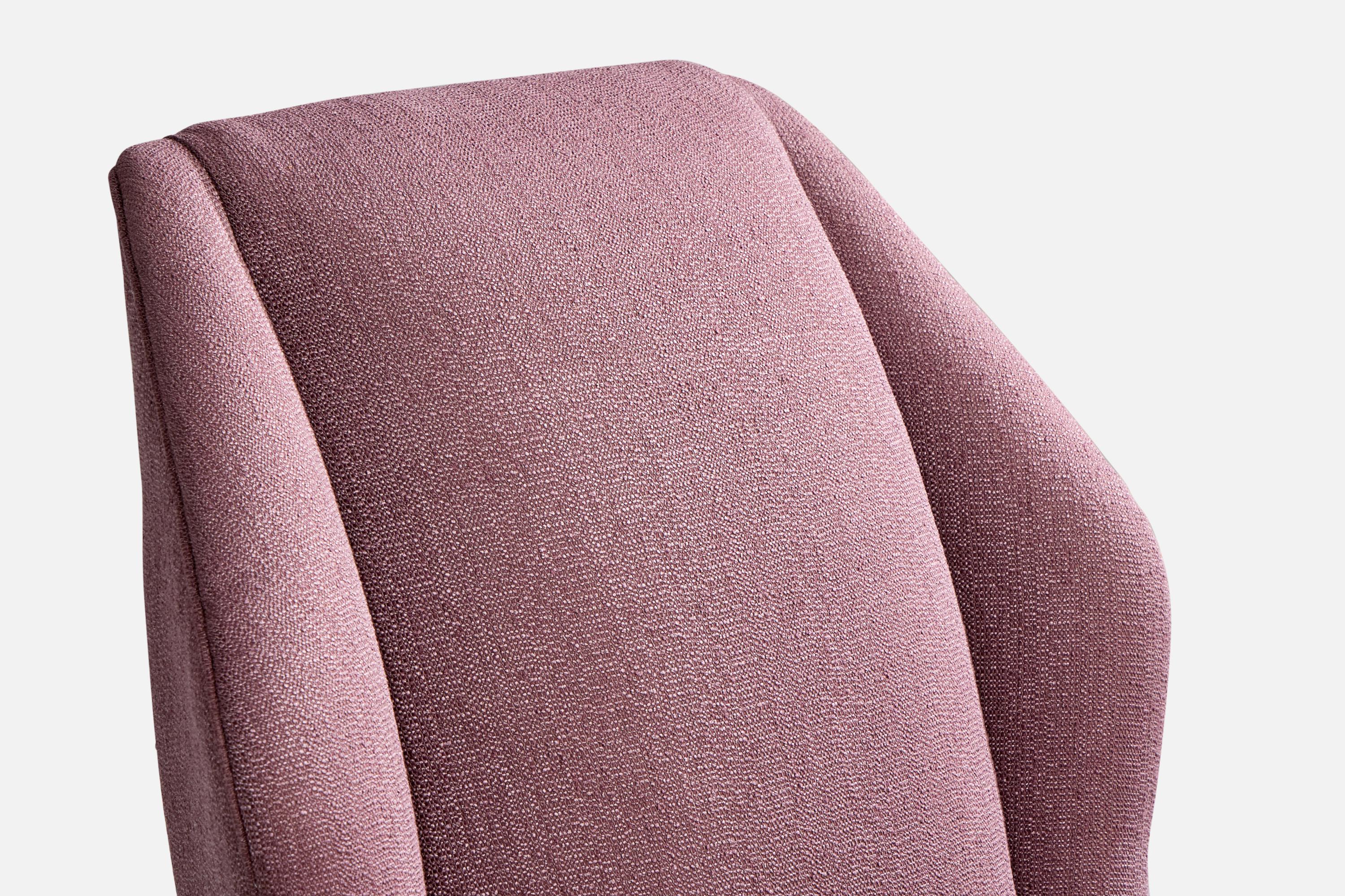 Designer italien, fauteuil de salon, bois, tissu, Italie, années 1950 en vente 2
