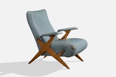 Italian Designer, Lounge Chair, Wood, Metal, Vinyl, Italy, 1950s