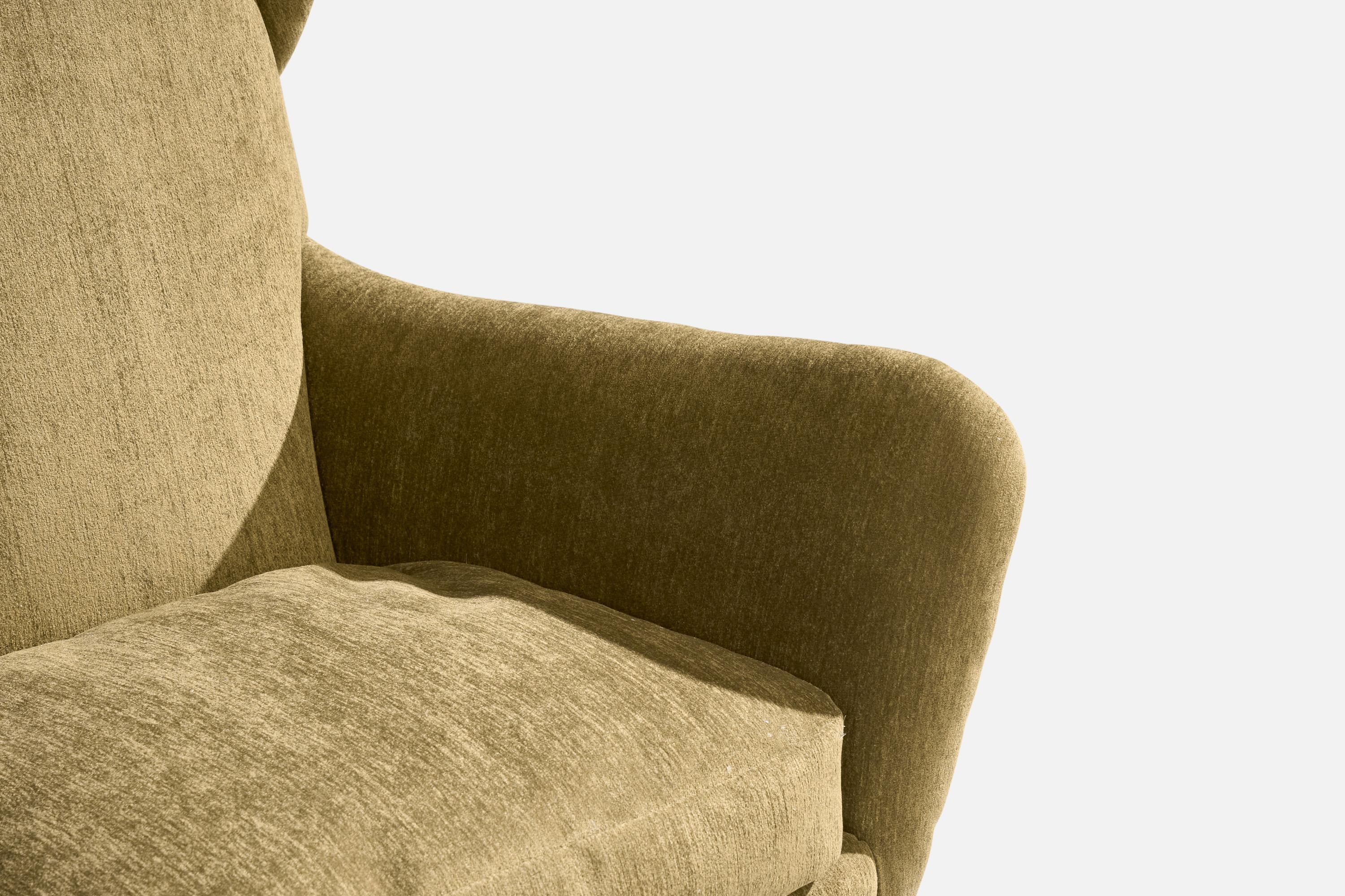 Italian Designer, Lounge Chair, Wood, Velvet, Italy, 1940s For Sale 7