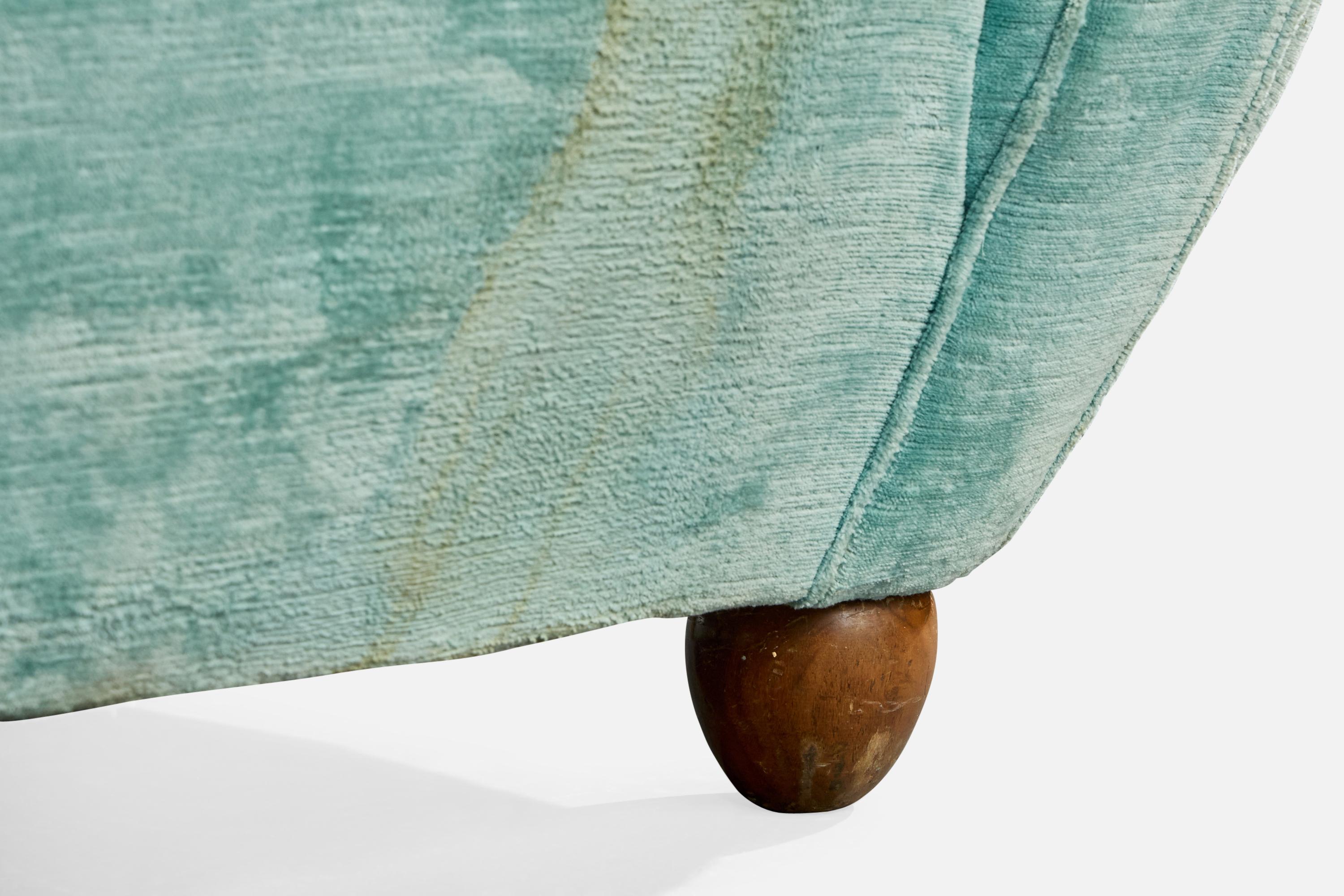 Designer italien, chaise longue, bois, velours, Italie, années 1940 en vente 6