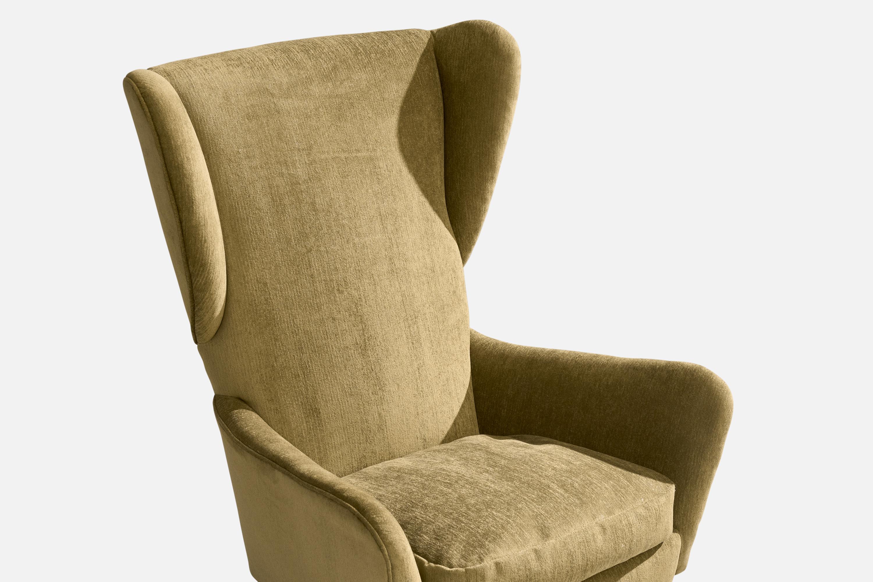 Italian Designer, Lounge Chair, Wood, Velvet, Italy, 1940s For Sale 5