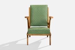 Italian Designer, Lounge Chair, Wood, Vinyl, Italy, 1950s