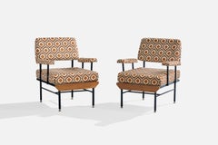 Designer italiano, poltrone da salotto, tessuto, metallo, legno, Italia, anni ’60