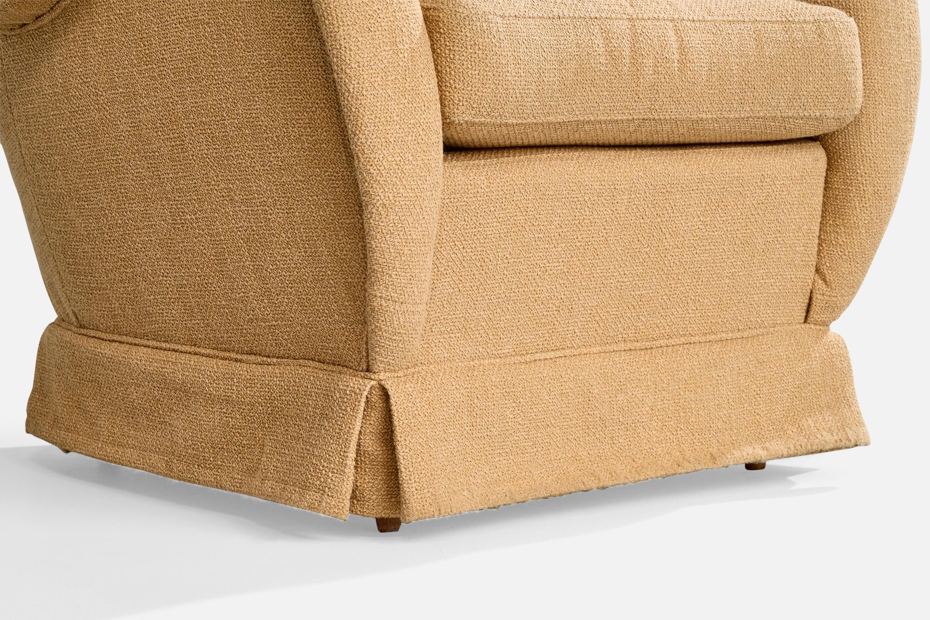 Italienische Designerin, Loungesessel, Stoff, Holz, Italien, 1950er Jahre im Angebot 7