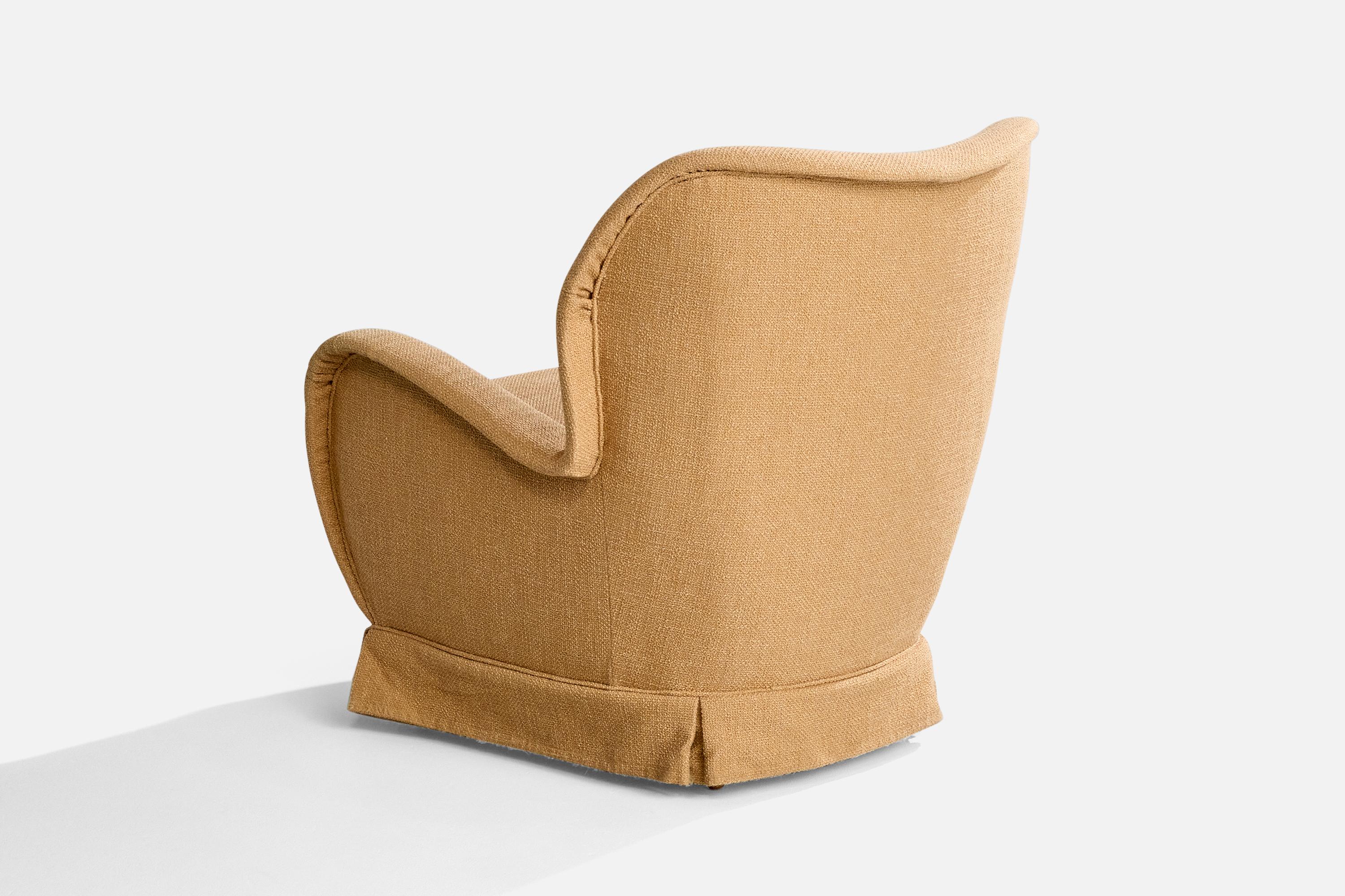 Italienische Designerin, Loungesessel, Stoff, Holz, Italien, 1950er Jahre im Angebot 2