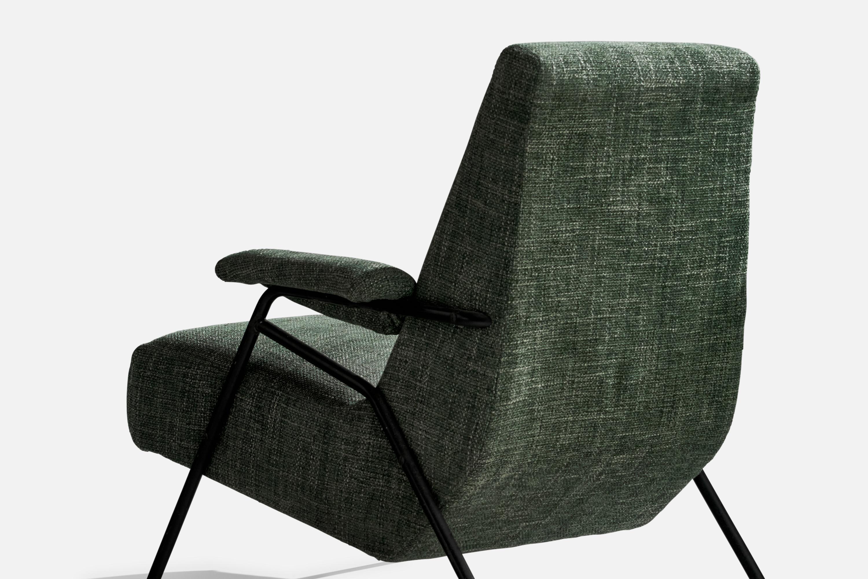 Italienische Designerin, Loungesessel, Eisen, Stoff, Italien, 1950er Jahre im Angebot 3