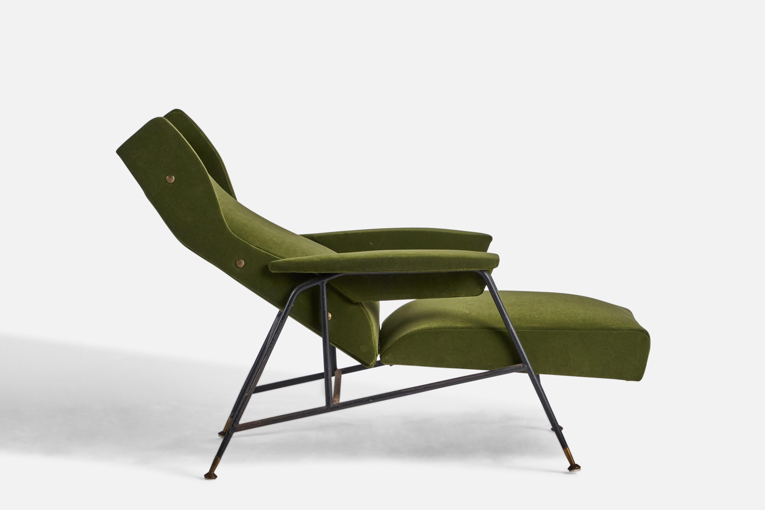Italian Designer, Lounge Chairs, Metal, Fabric, Italy, 1950s For Sale 3