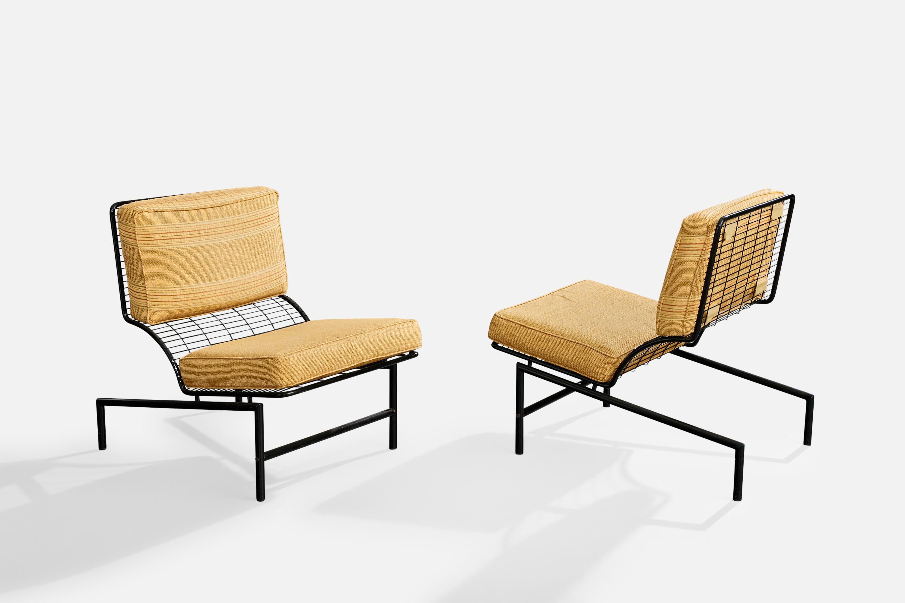 Italienischer Designer, Lounge-Stühle, Metall, Stoff, Italien, 1960er Jahre (Moderne der Mitte des Jahrhunderts) im Angebot