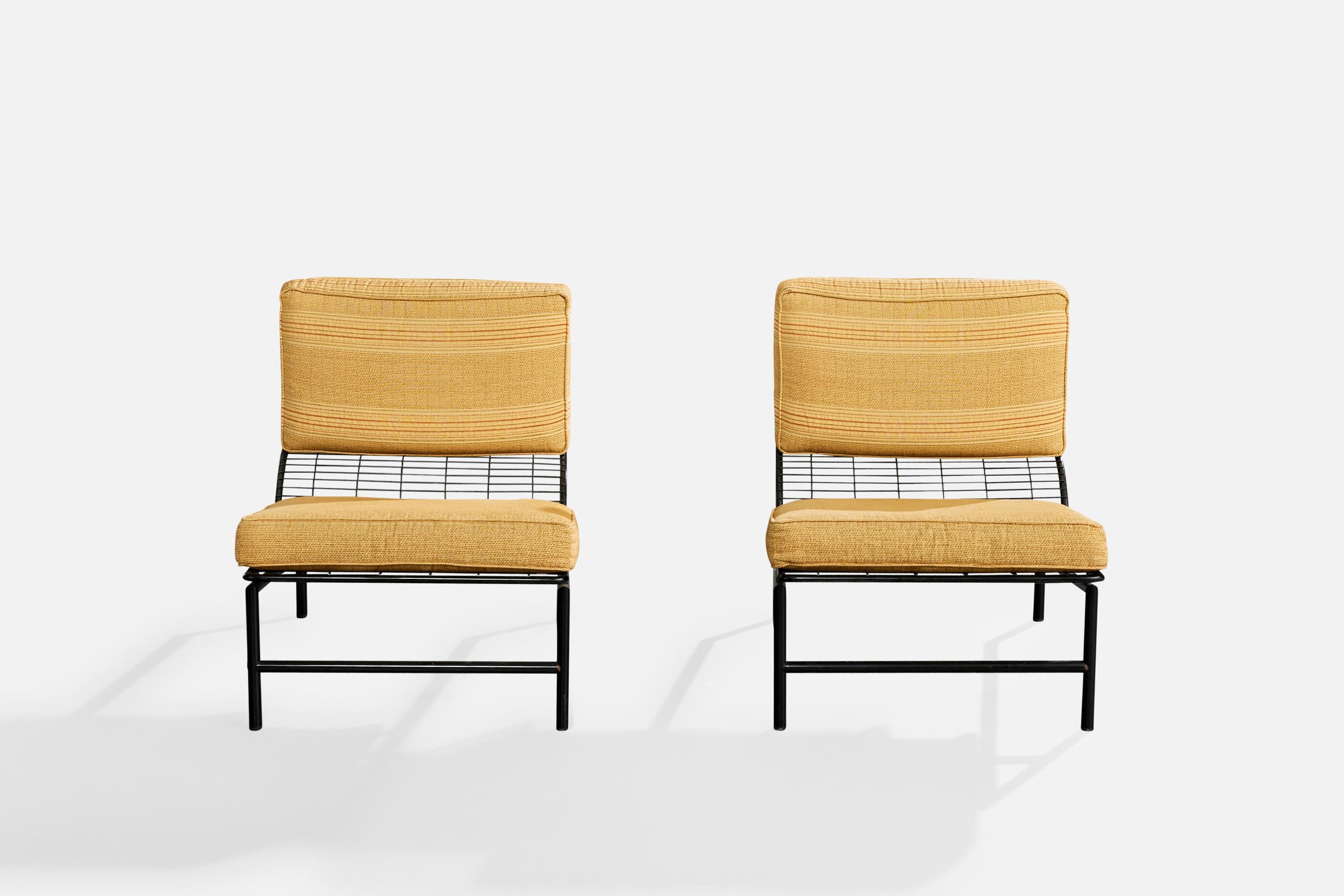 Italienischer Designer, Lounge-Stühle, Metall, Stoff, Italien, 1960er Jahre im Zustand „Relativ gut“ im Angebot in High Point, NC