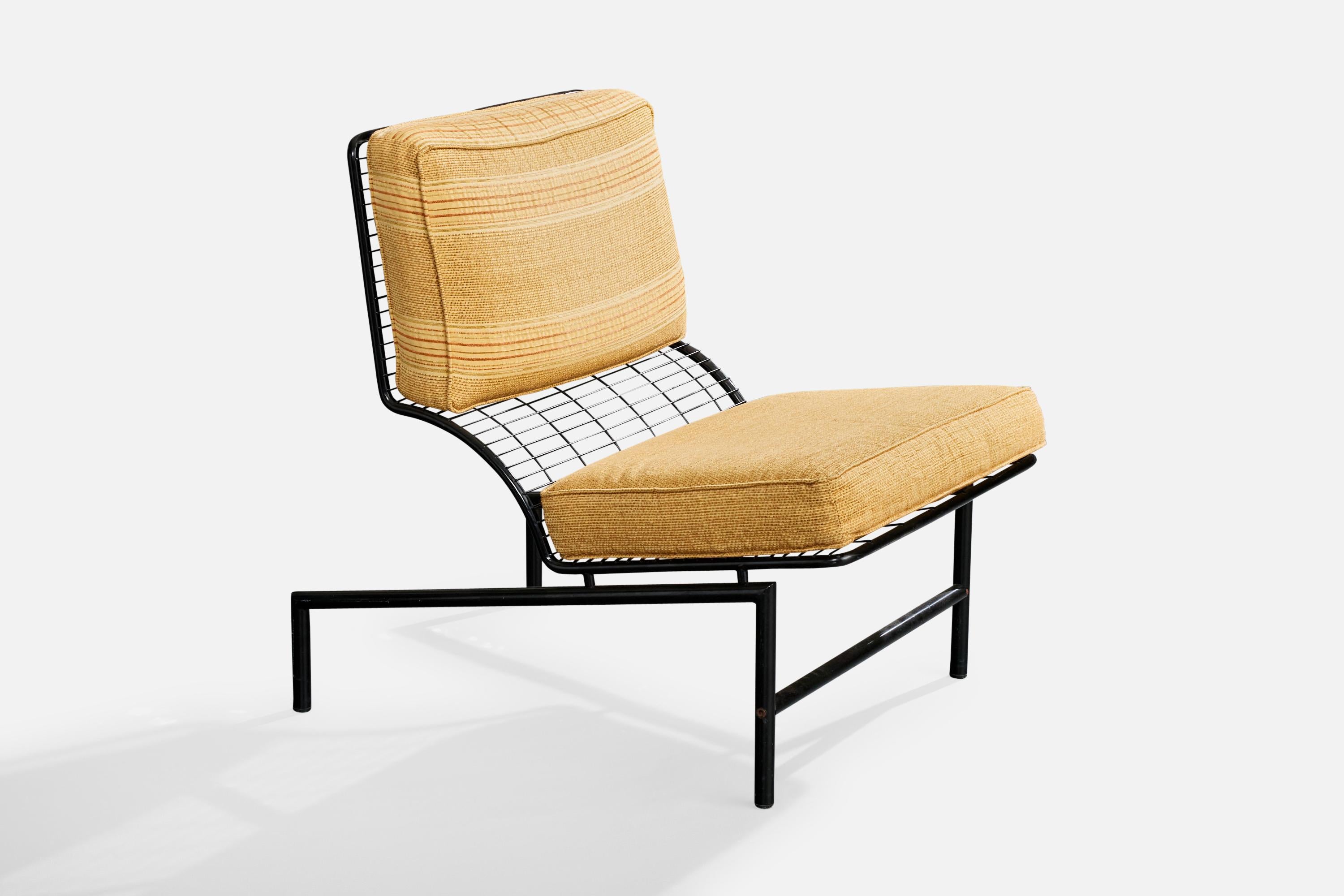 Italienischer Designer, Lounge-Stühle, Metall, Stoff, Italien, 1960er Jahre (Mitte des 20. Jahrhunderts) im Angebot