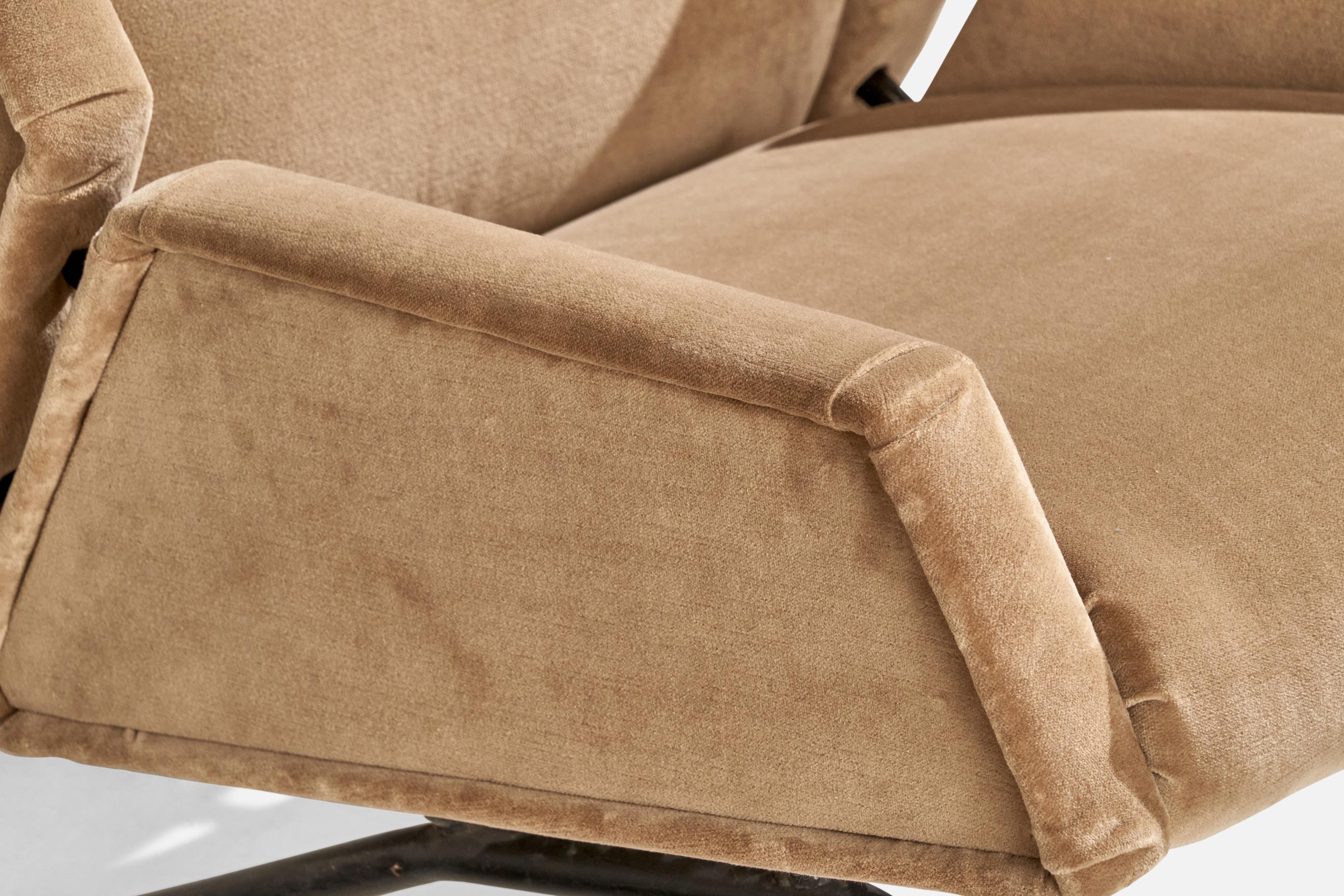 Italian Designer, Lounge Chairs, Metal, Velvet, Italy, 1950s For Sale 7