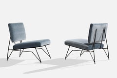 Diseñador italiano, Sillas de salón, Metal, Terciopelo, Italia, Años 50