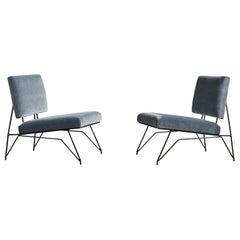 Diseñador italiano, Sillas de salón, Metal, Terciopelo, Italia, Años 50