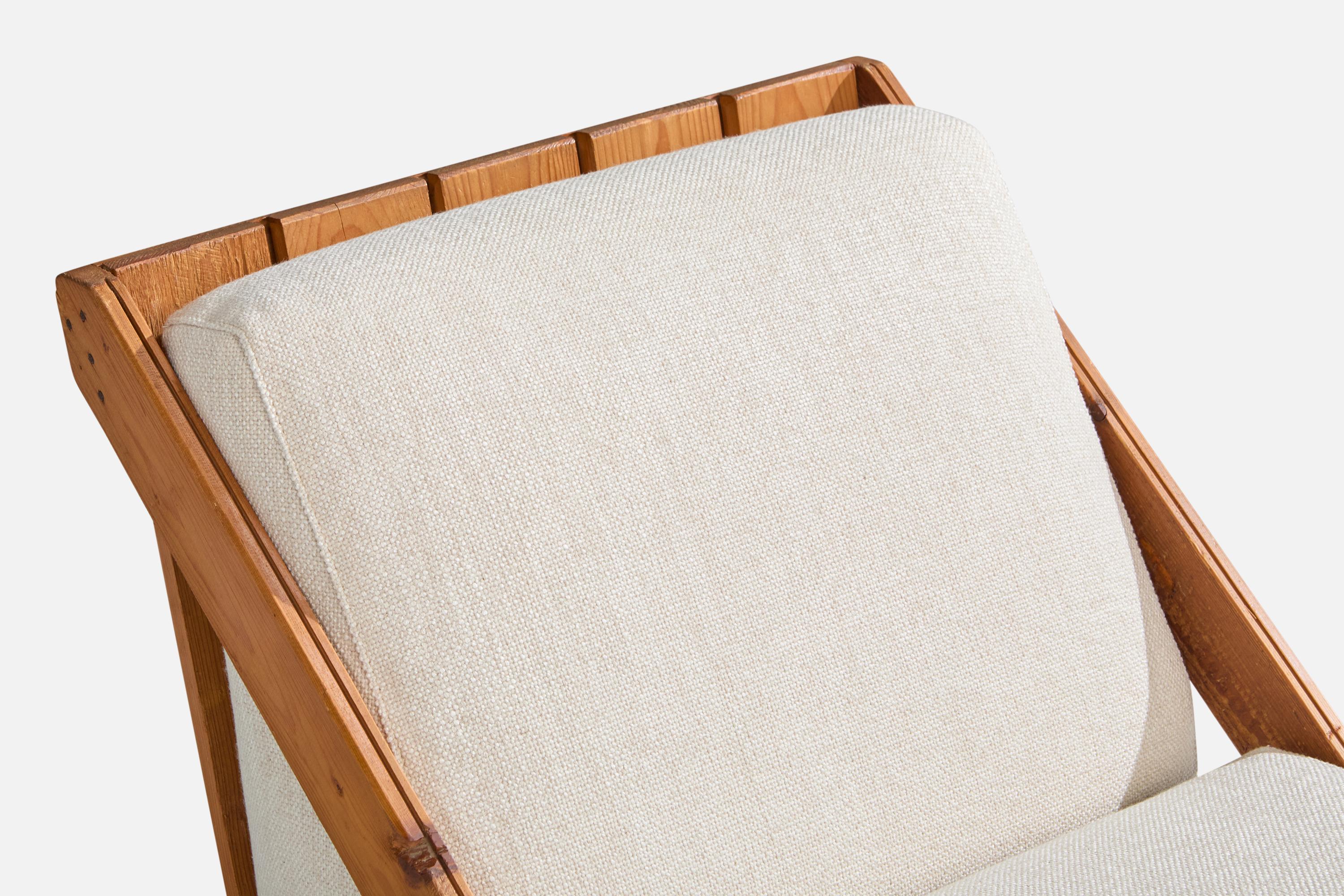 Italian Designer, Lounge Chairs, Pine, Fabric, Italy, 1970s 3