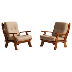 Designer italien, fauteuils de salon, pin, tissu, Italie, 1970