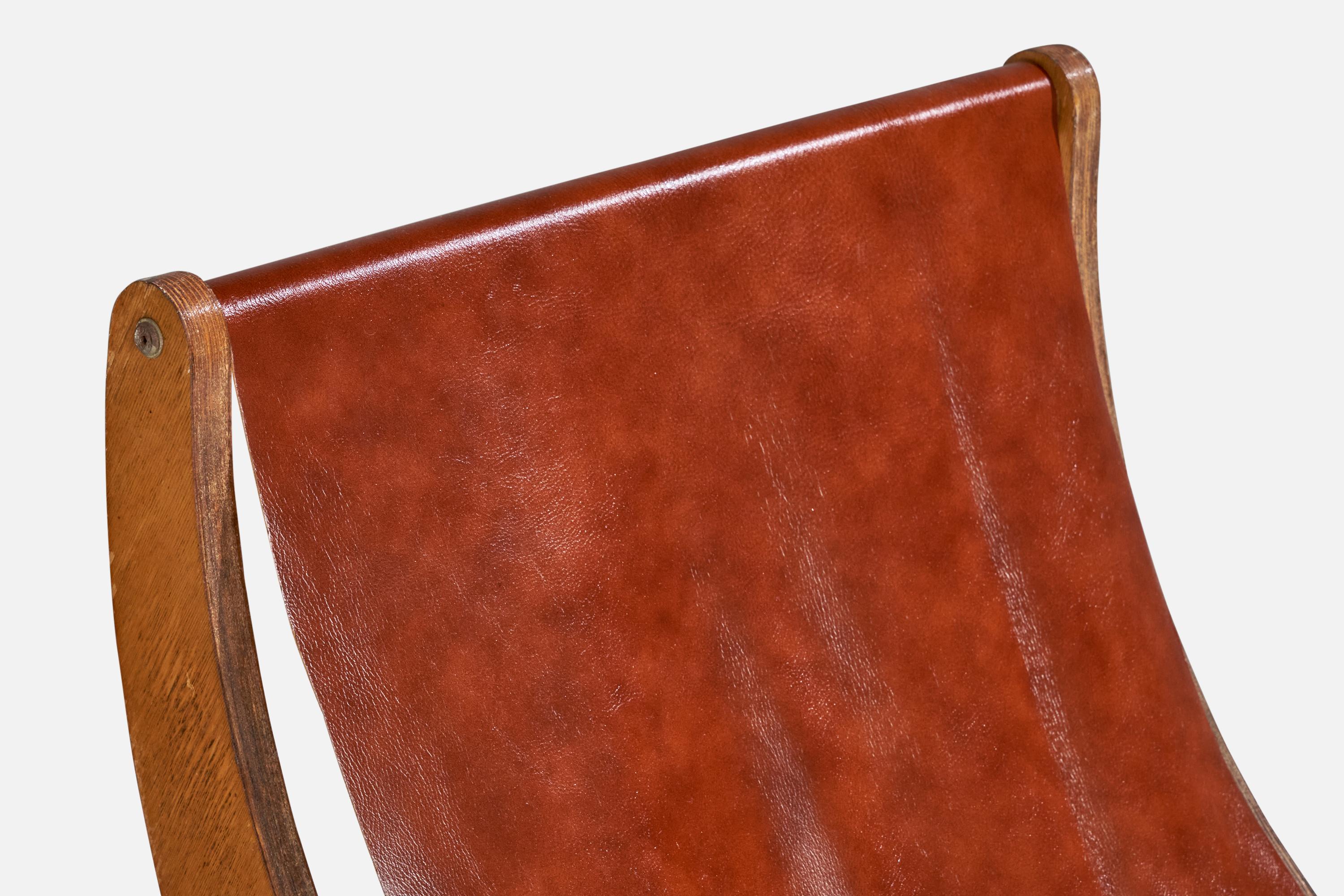 Diseñador italiano, sillas de salón, madera contrachapada, cuero, Italia, años 50 en venta 6
