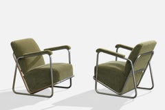 Diseñador italiano, sillones de descanso, acero, mohair, Italia, década de 1930