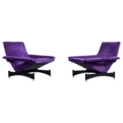 Italienischer Designer, Loungesessel, Samt, Metall, Messing, Italien, 1960er Jahre