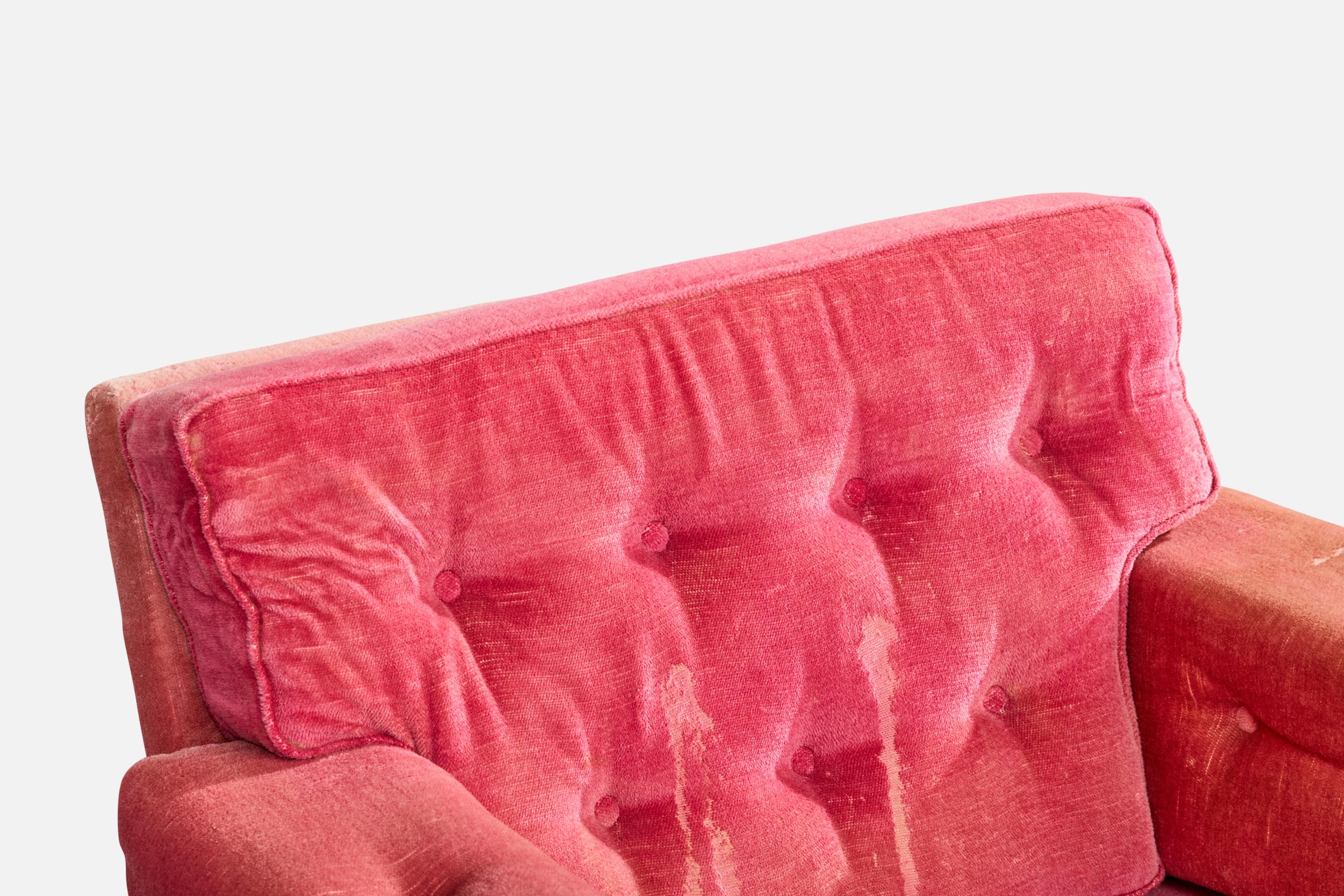 Designer italien, fauteuils de salon, velours, bois, Italie, années 1960 en vente 3