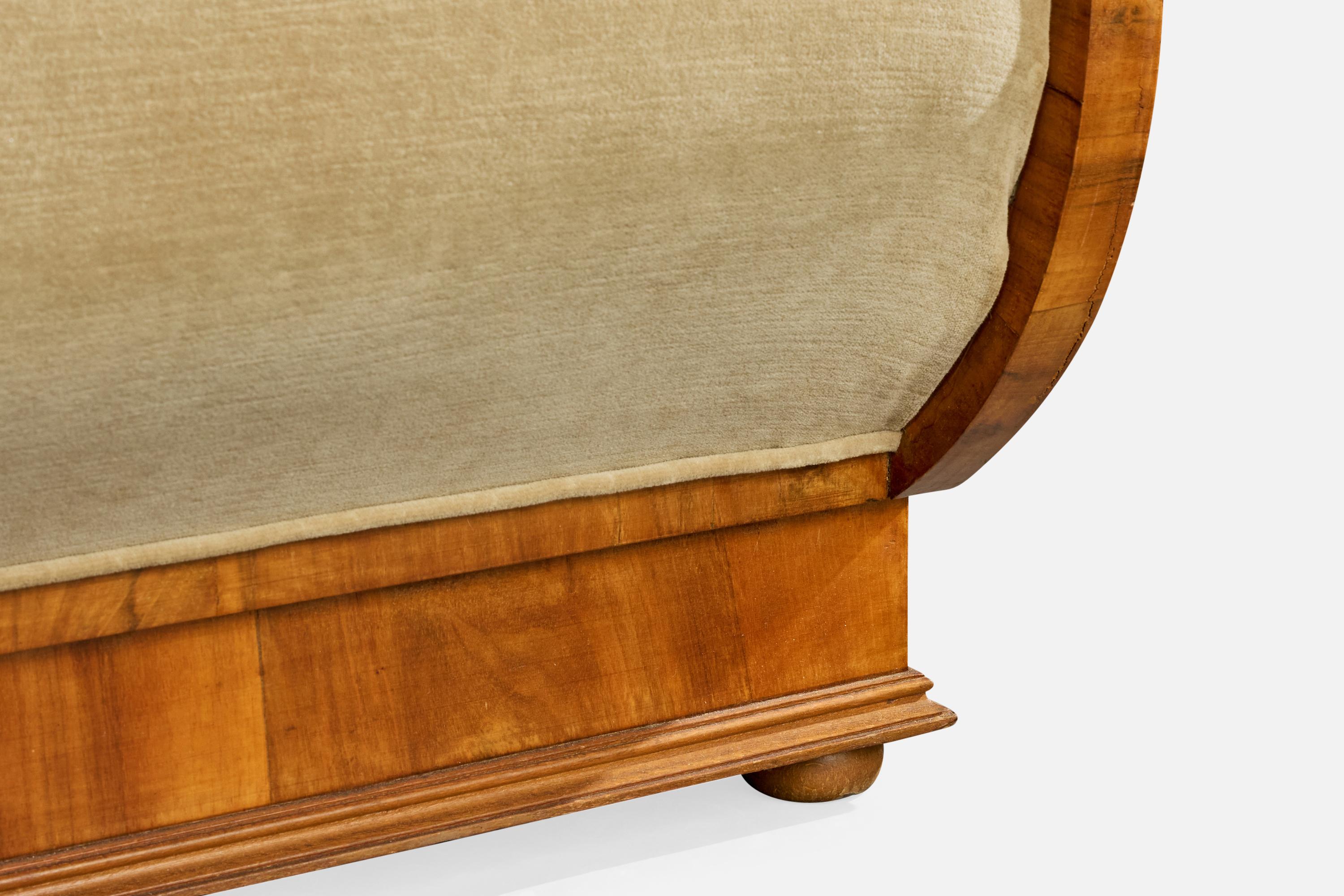 Italienischer Designer, Loungesessel, Nussbaum, Stoff, Italien, 1930er Jahre im Angebot 9