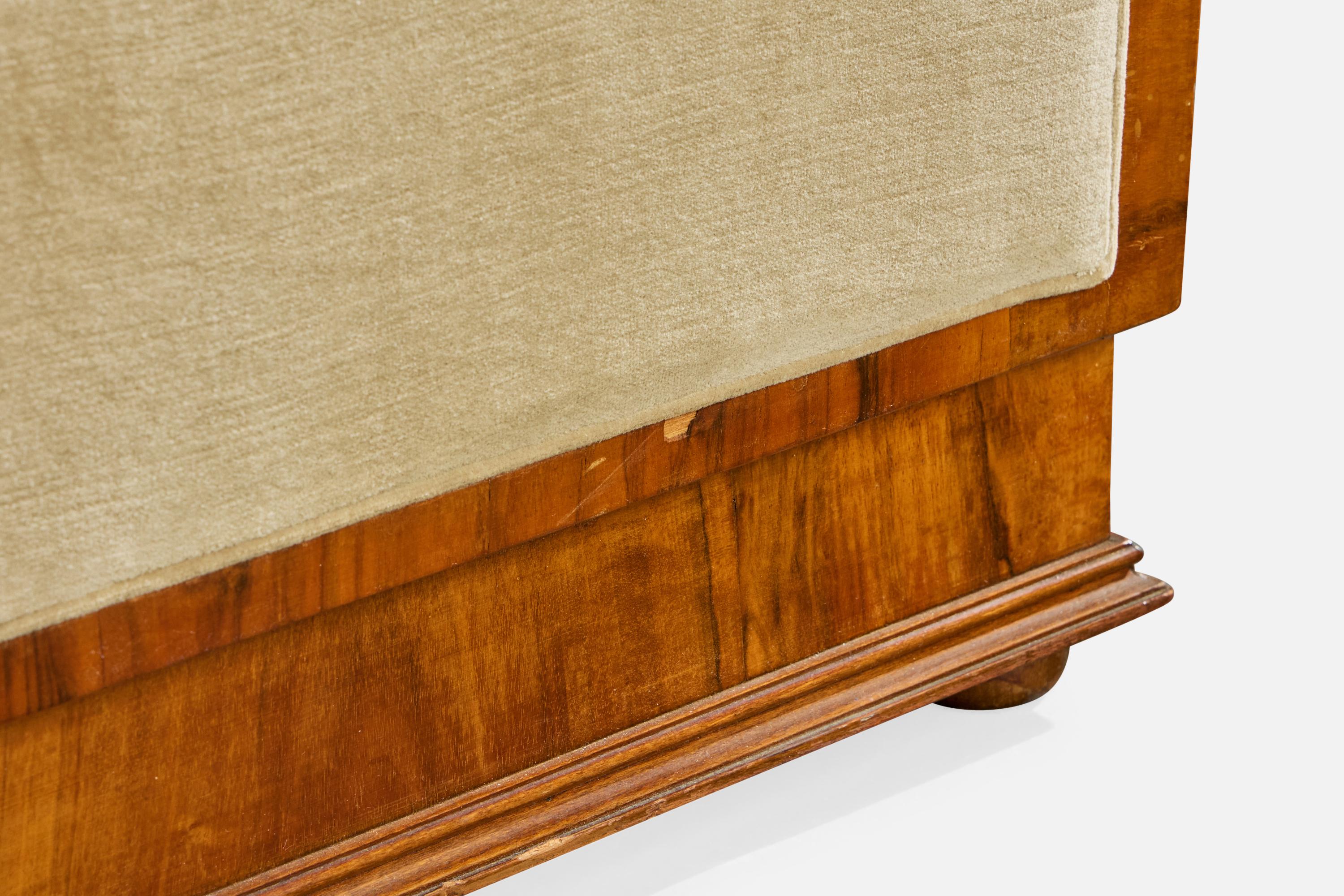 Italienischer Designer, Loungesessel, Nussbaum, Stoff, Italien, 1930er Jahre im Angebot 10