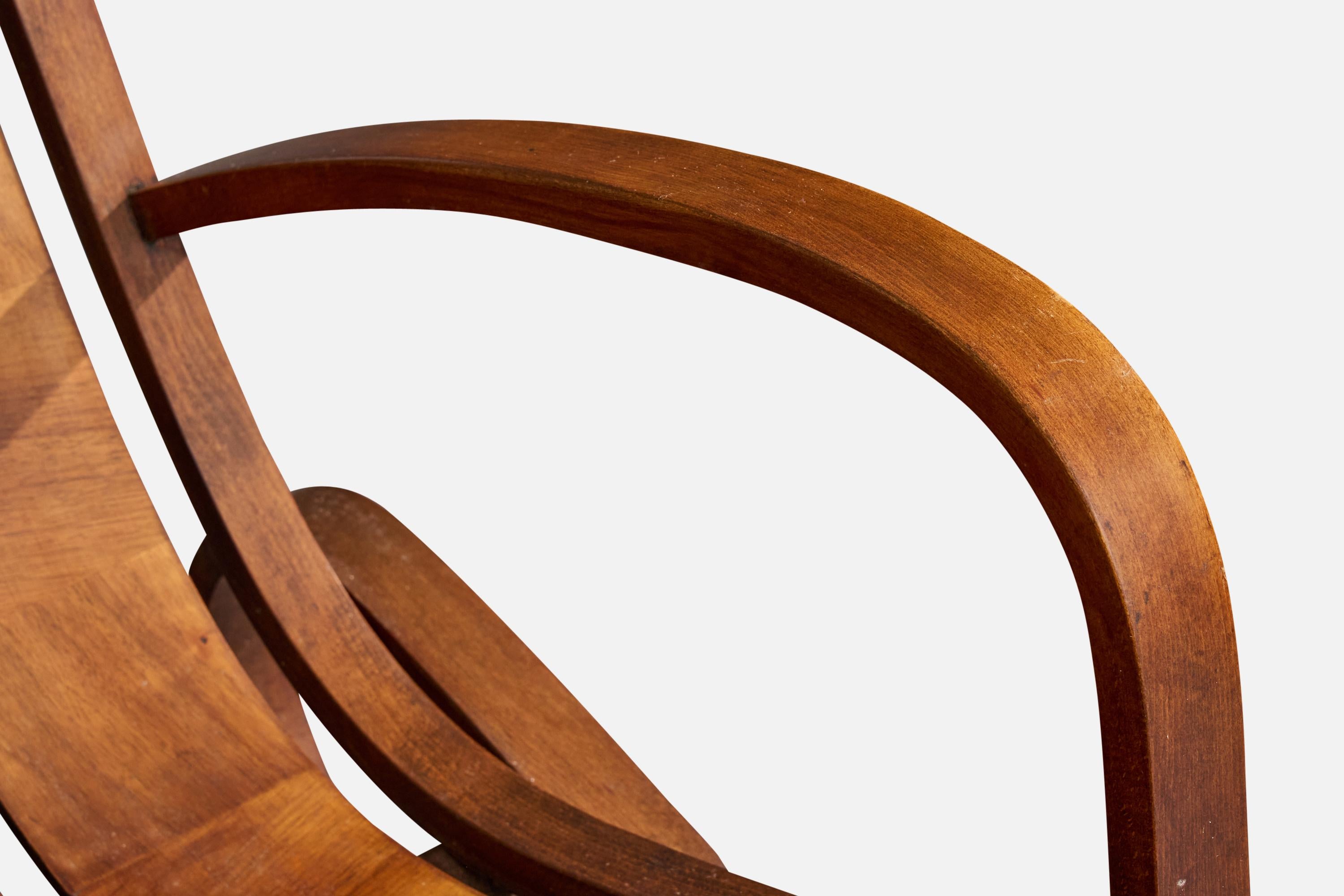 Italienischer Designer, Loungesessel, Nussbaum, Italien, 1930er Jahre im Angebot 4