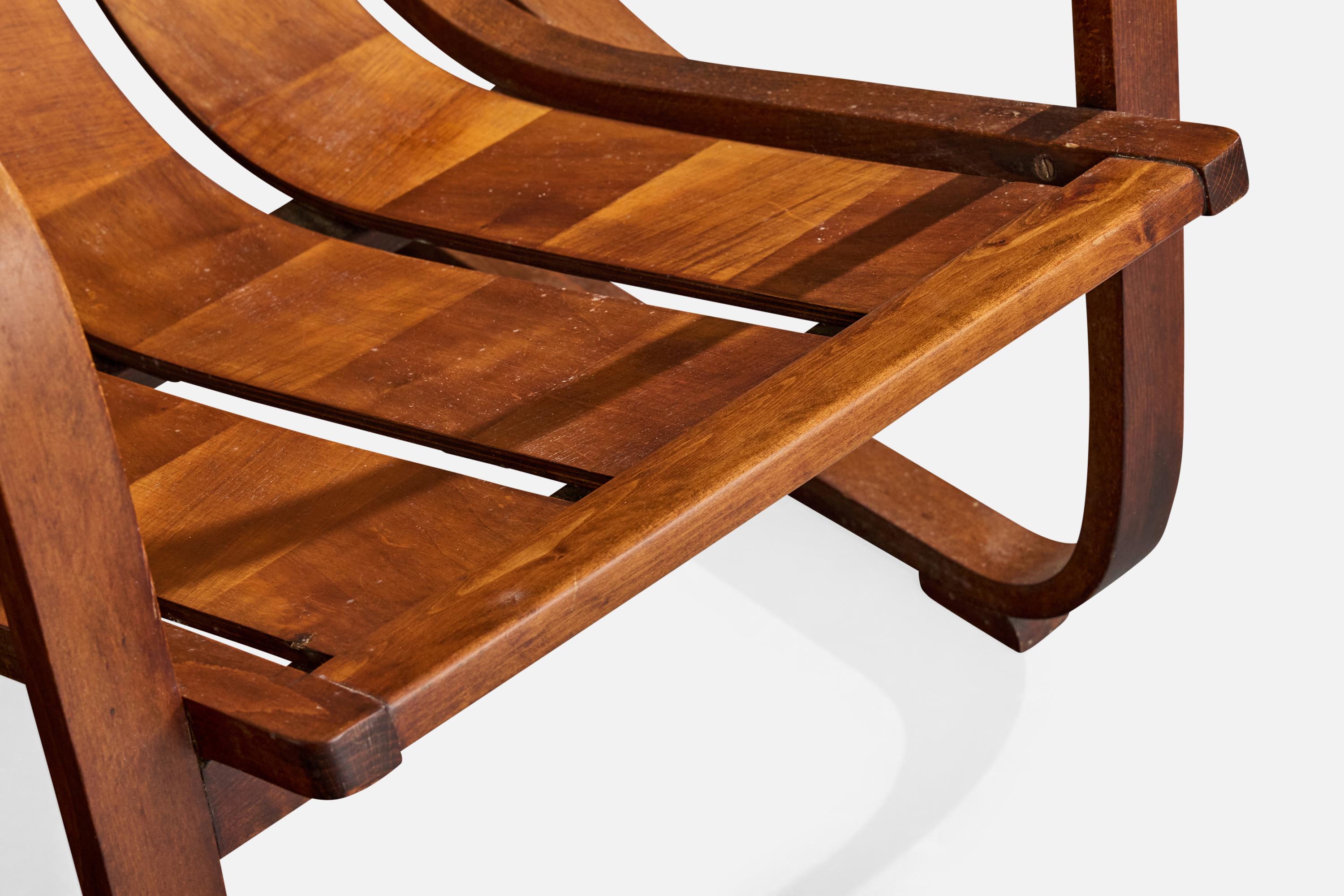 Italienischer Designer, Loungesessel, Nussbaum, Italien, 1930er Jahre im Angebot 5