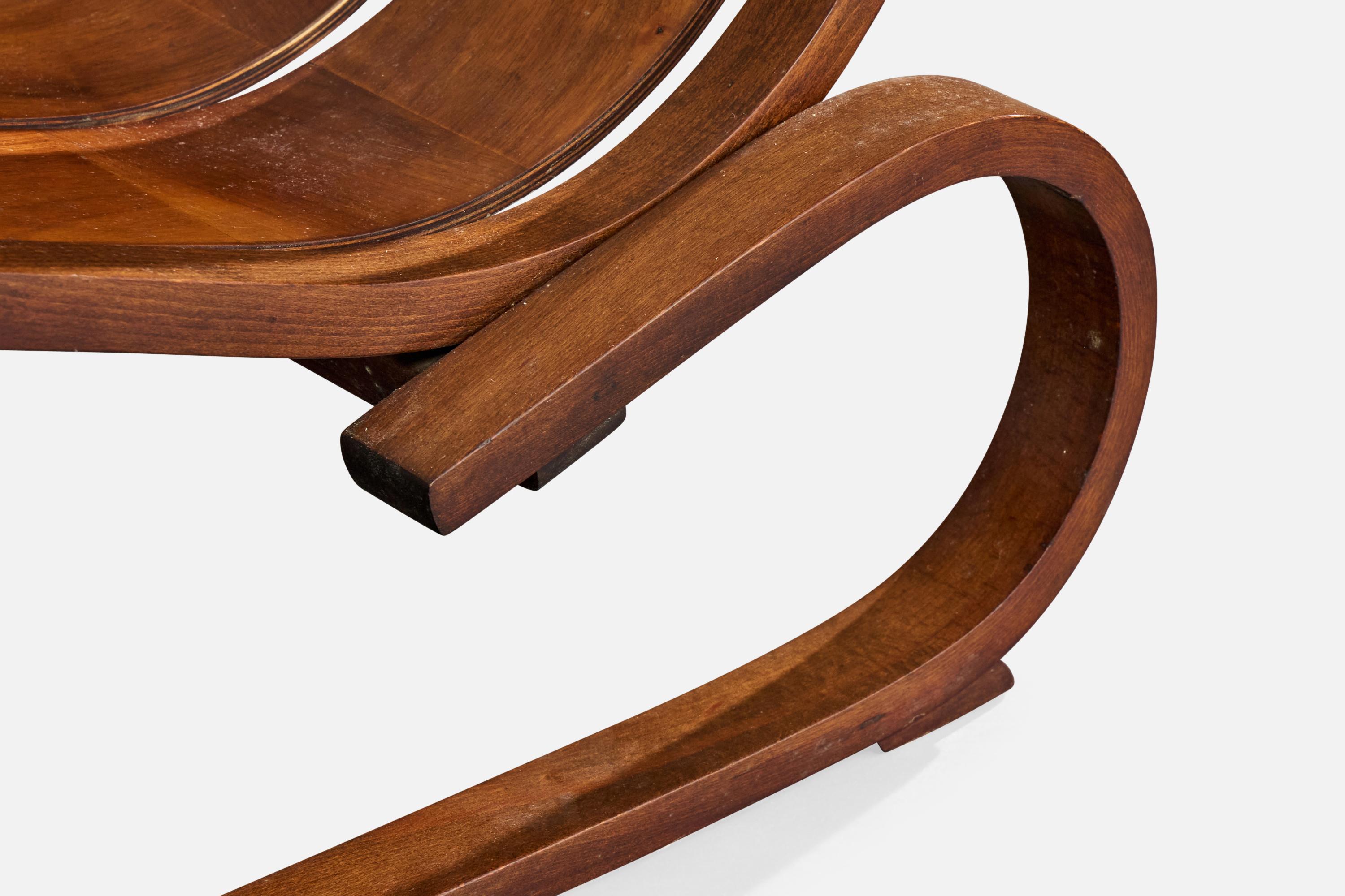 Italienischer Designer, Loungesessel, Nussbaum, Italien, 1930er Jahre im Angebot 8