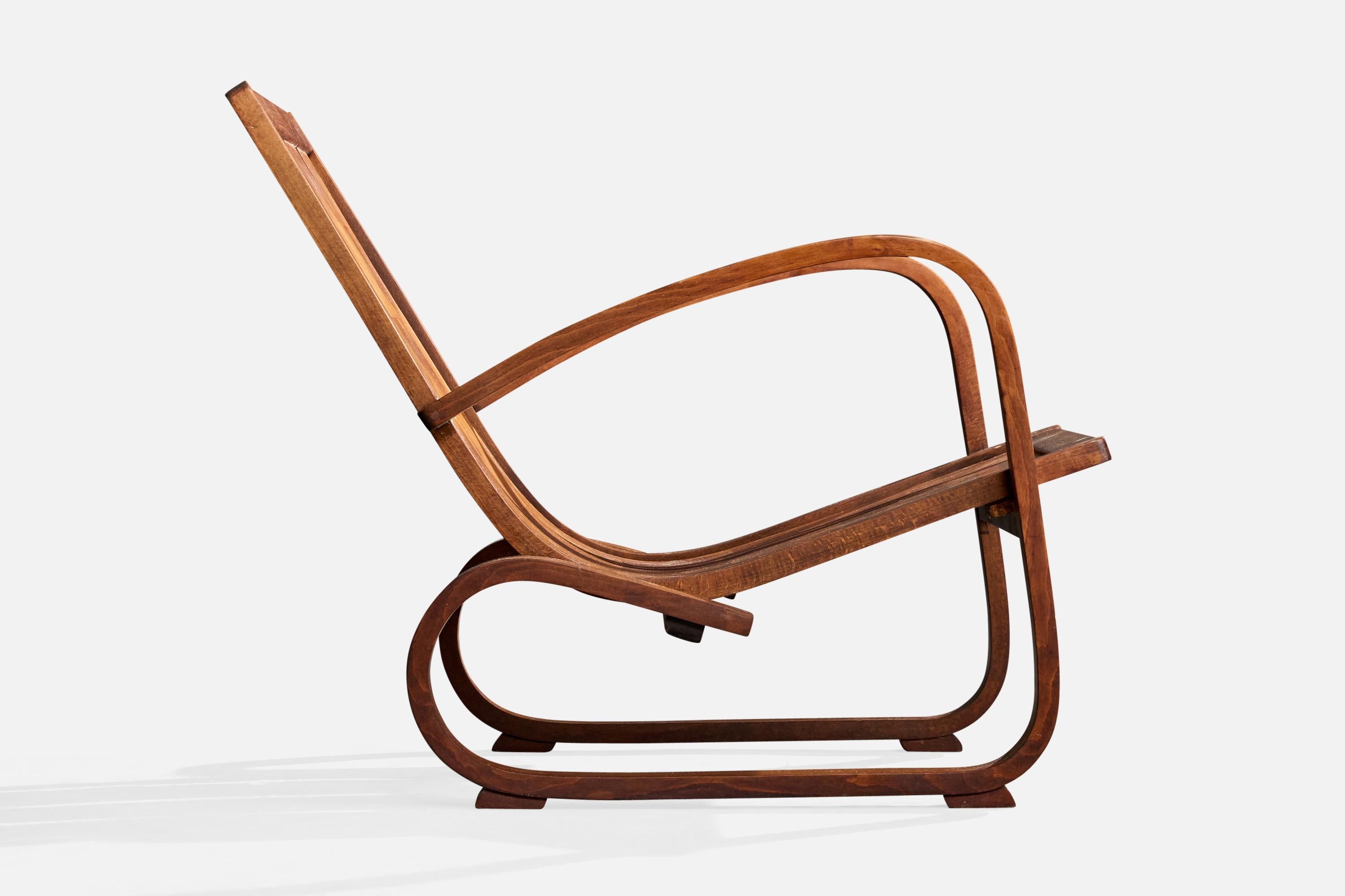 Italienischer Designer, Loungesessel, Nussbaum, Italien, 1930er Jahre im Angebot 1