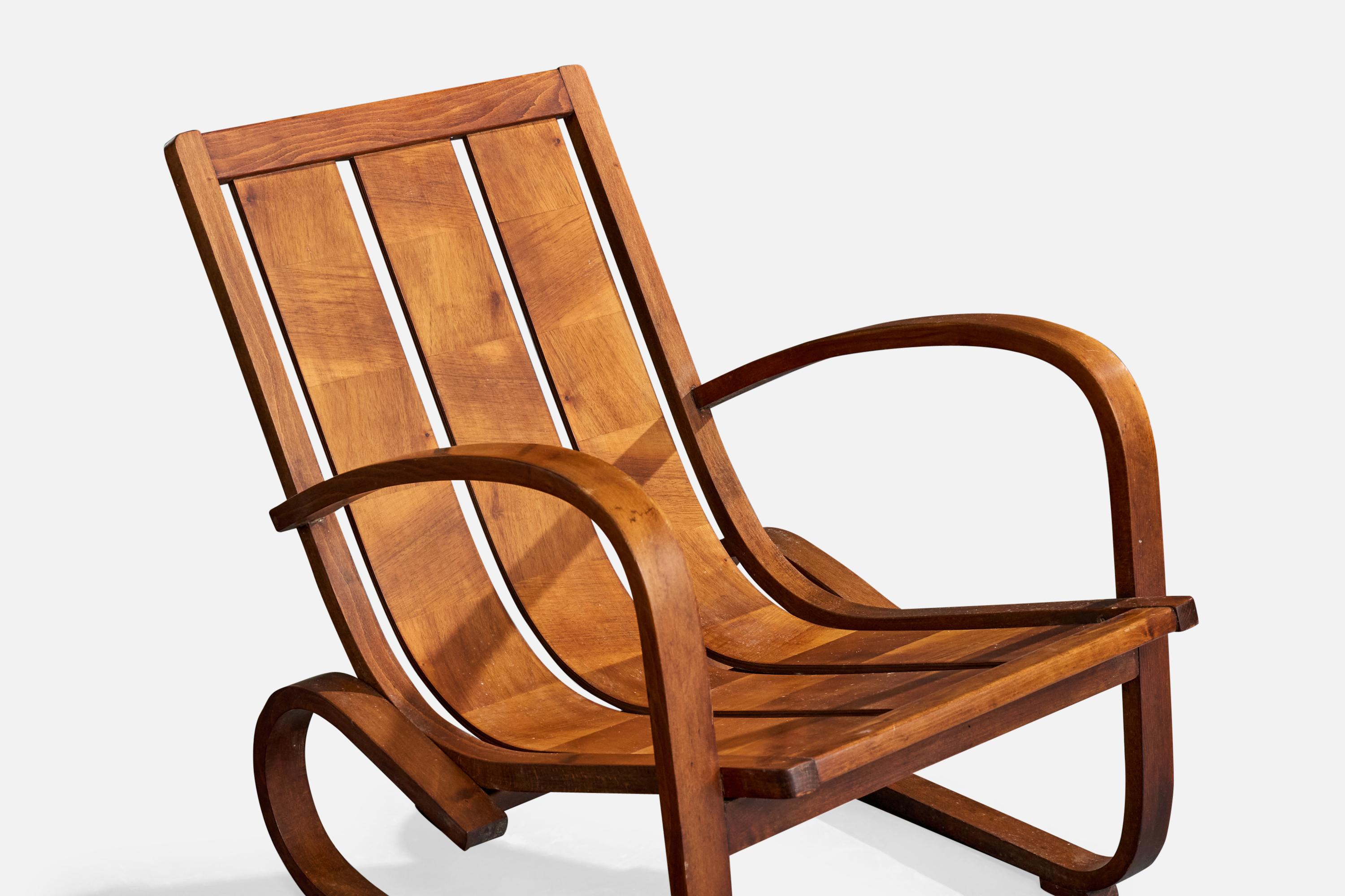 Italienischer Designer, Loungesessel, Nussbaum, Italien, 1930er Jahre im Angebot 2